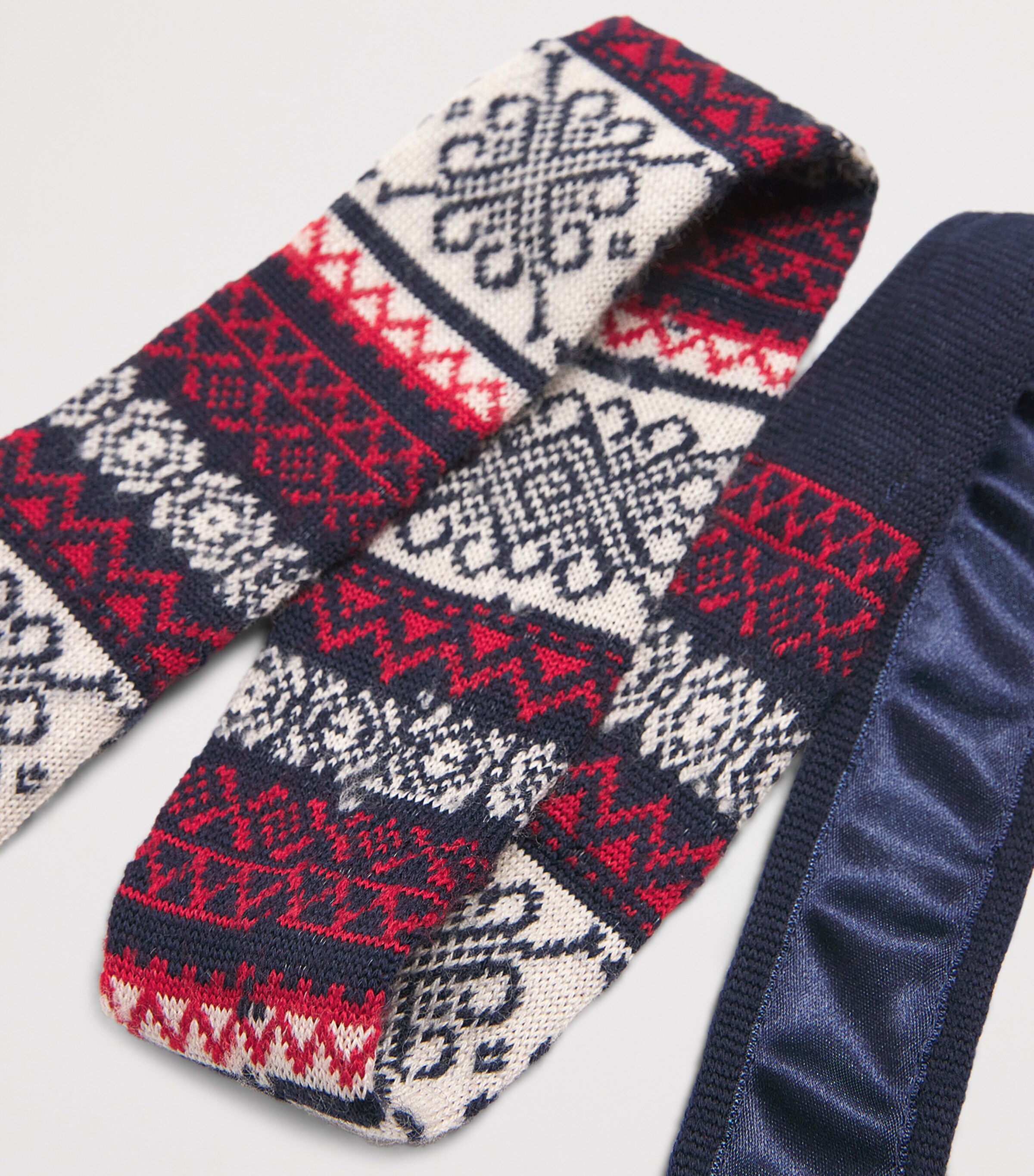 Wool Fair Isle-Knit Tie NAVY Image 3