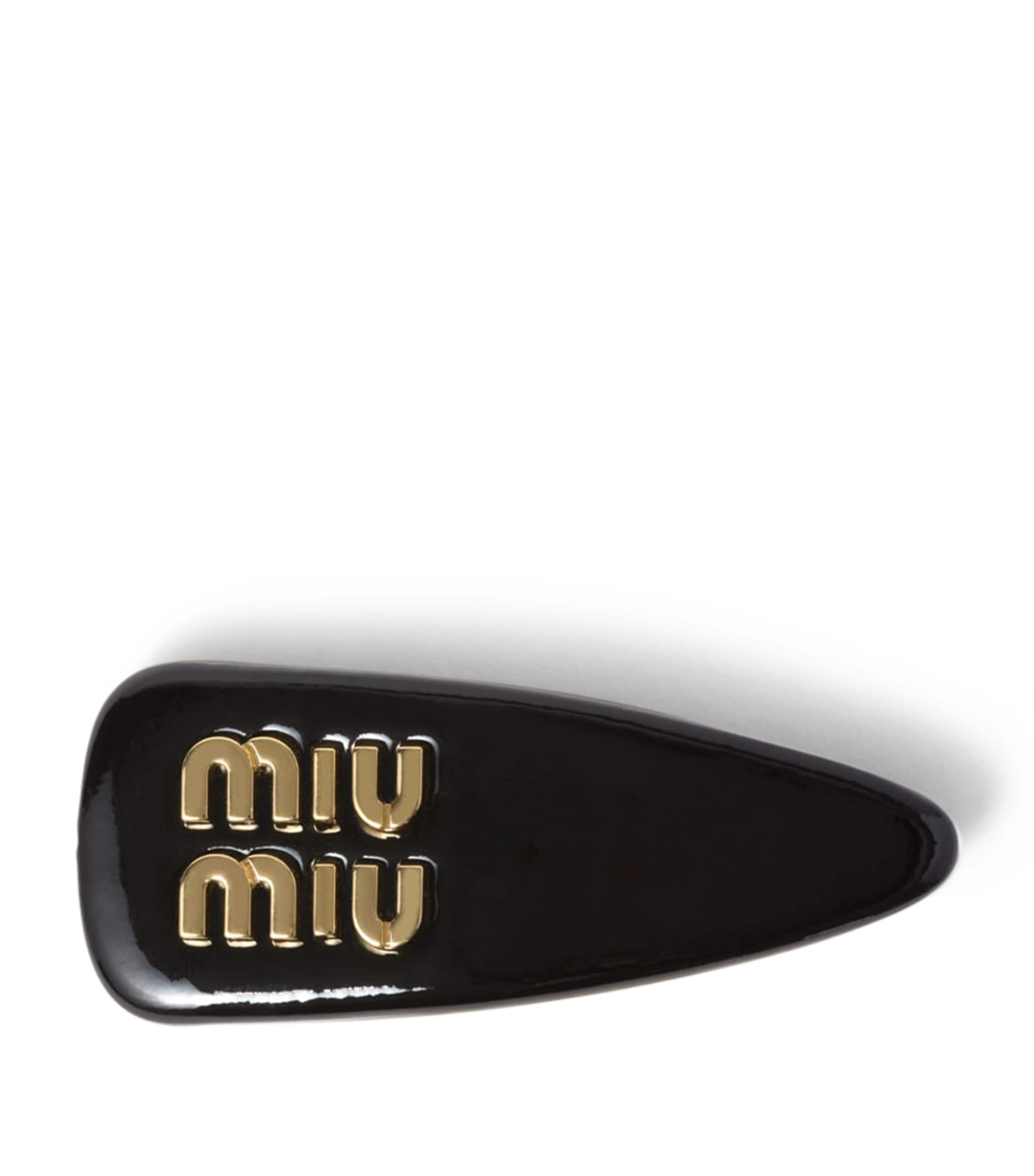 Miu Miu Logo Plaque Hair Clip In Black