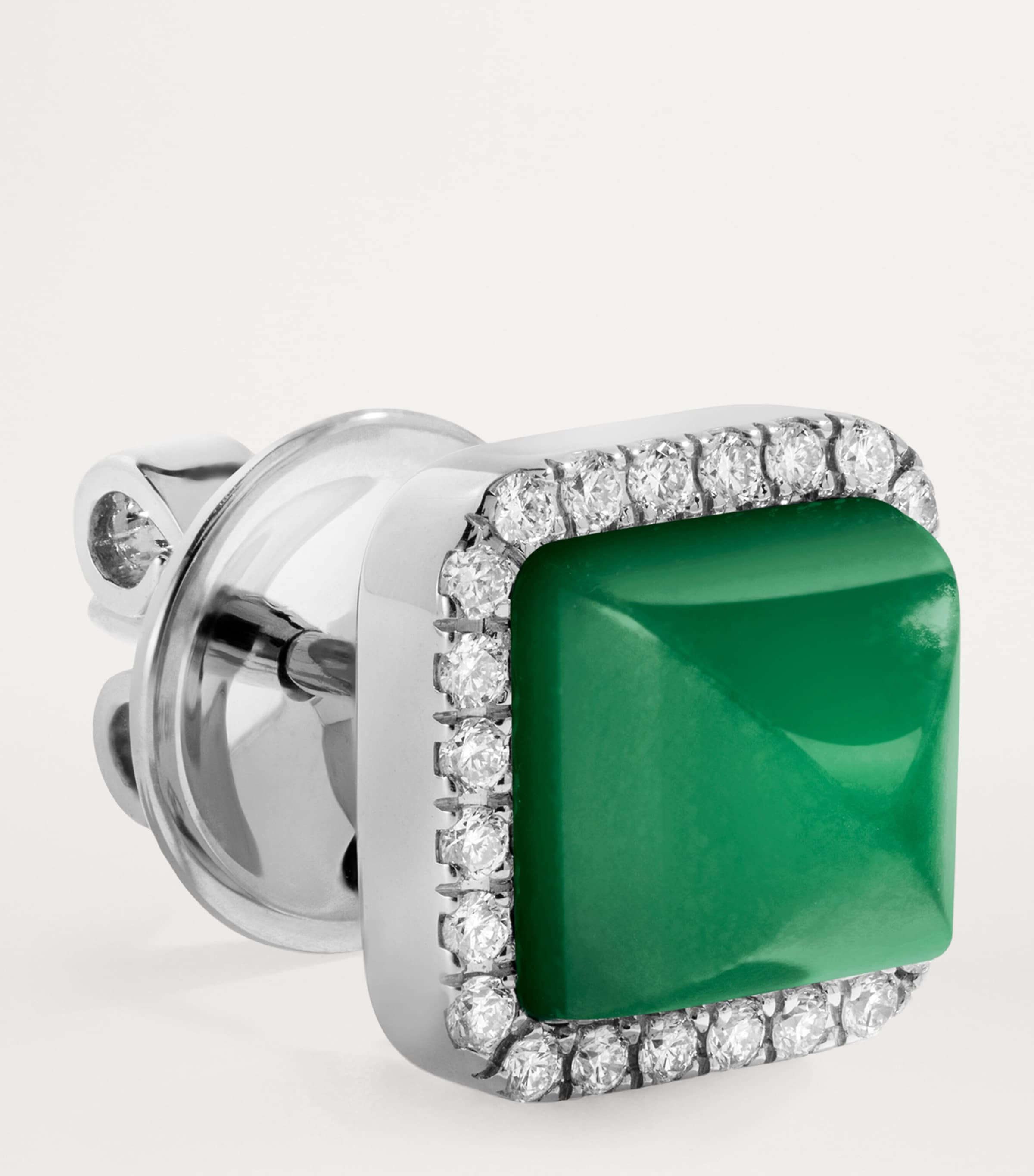 White Gold, Diamond and Agate Cleo Pyramid Earrings WHITE GOLD Image 2