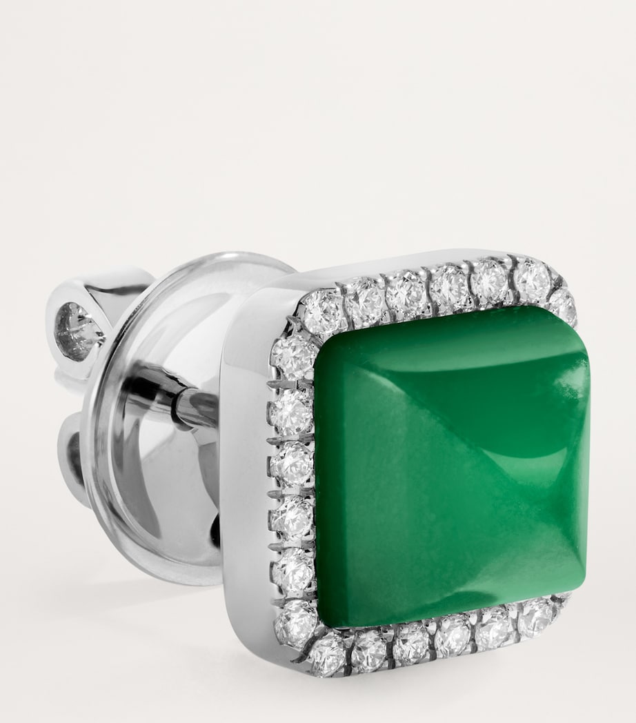 White Gold, Diamond and Agate Cleo Pyramid Earrings WHITE GOLD Image 2