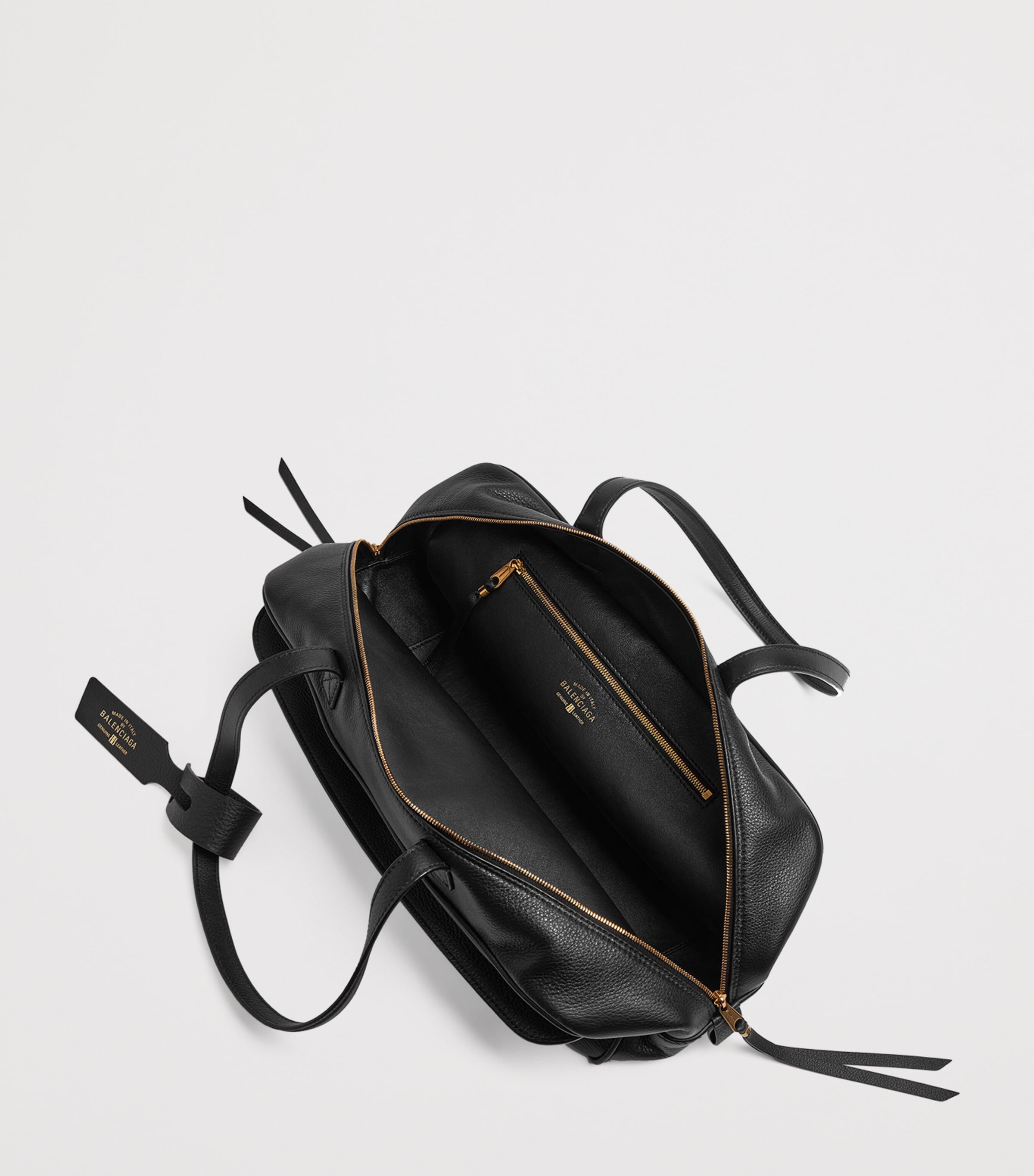 Balenciaga Black Medium Leather Carrie Bowling Top-Handle Bag