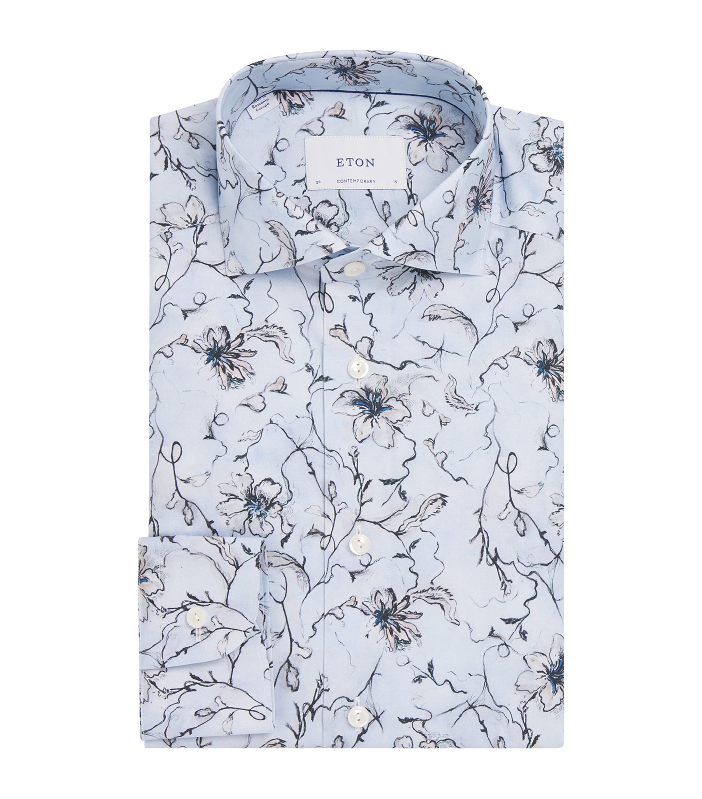 Eton Signature Twill Floral Contemporary-fit Shirt In Blue