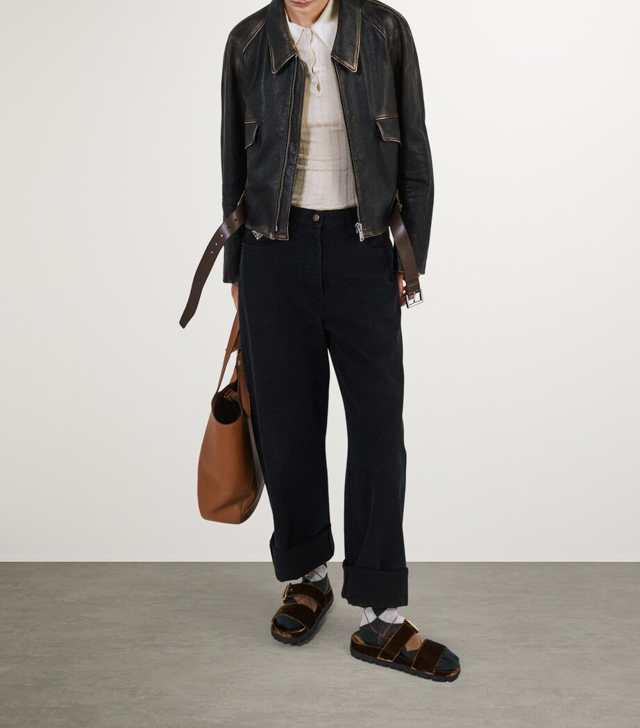 Prada Womens Garment-Dyed Relaxed Jeans Image 5