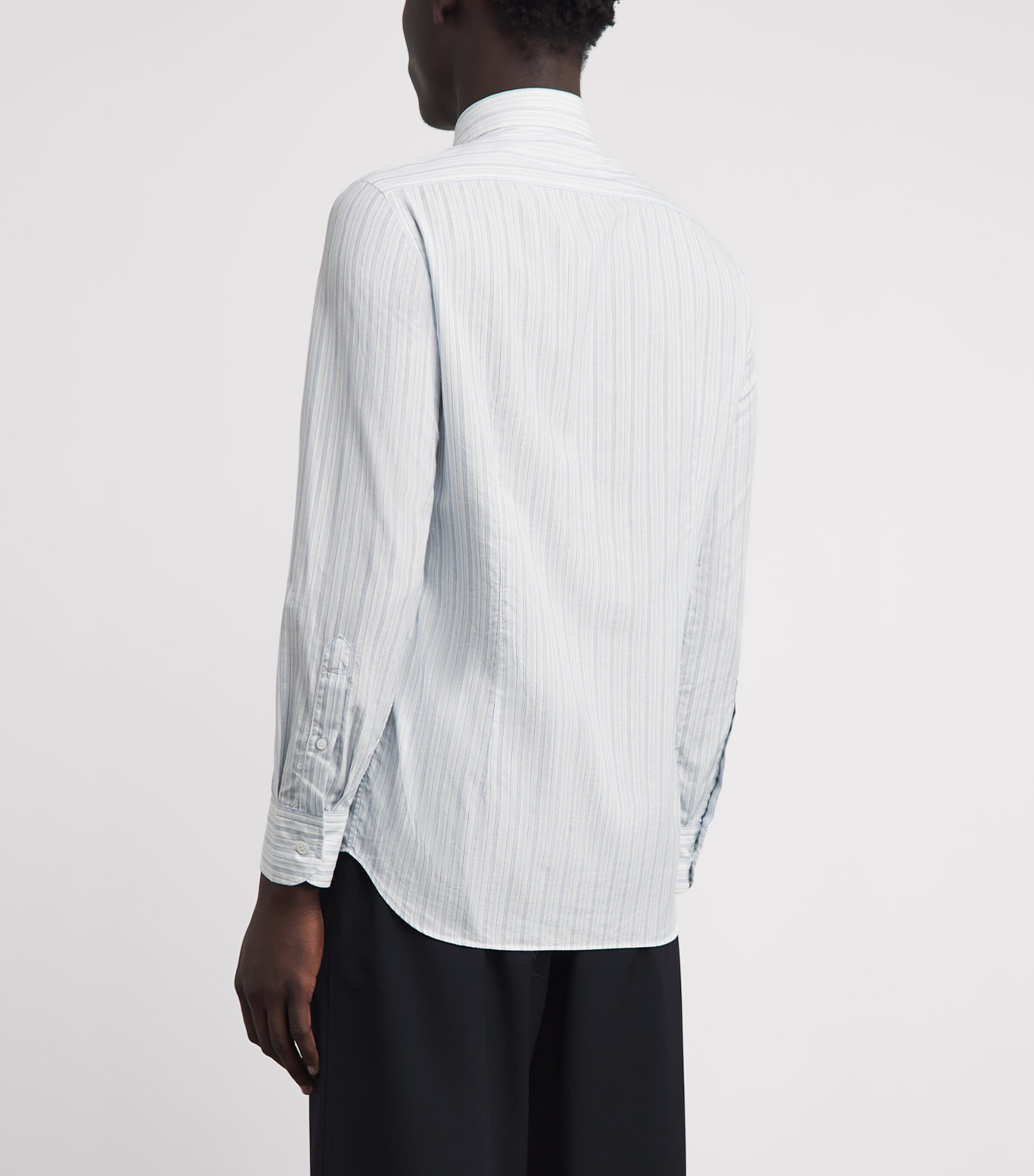 Lardini Mens Cotton Silk Stripe Dante Shirt Multi Blue/wht Image 5