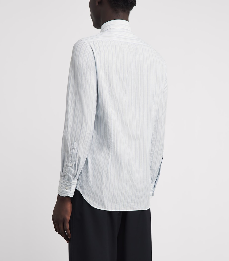 Lardini Mens Cotton Silk Stripe Dante Shirt Multi Blue/wht Image 5