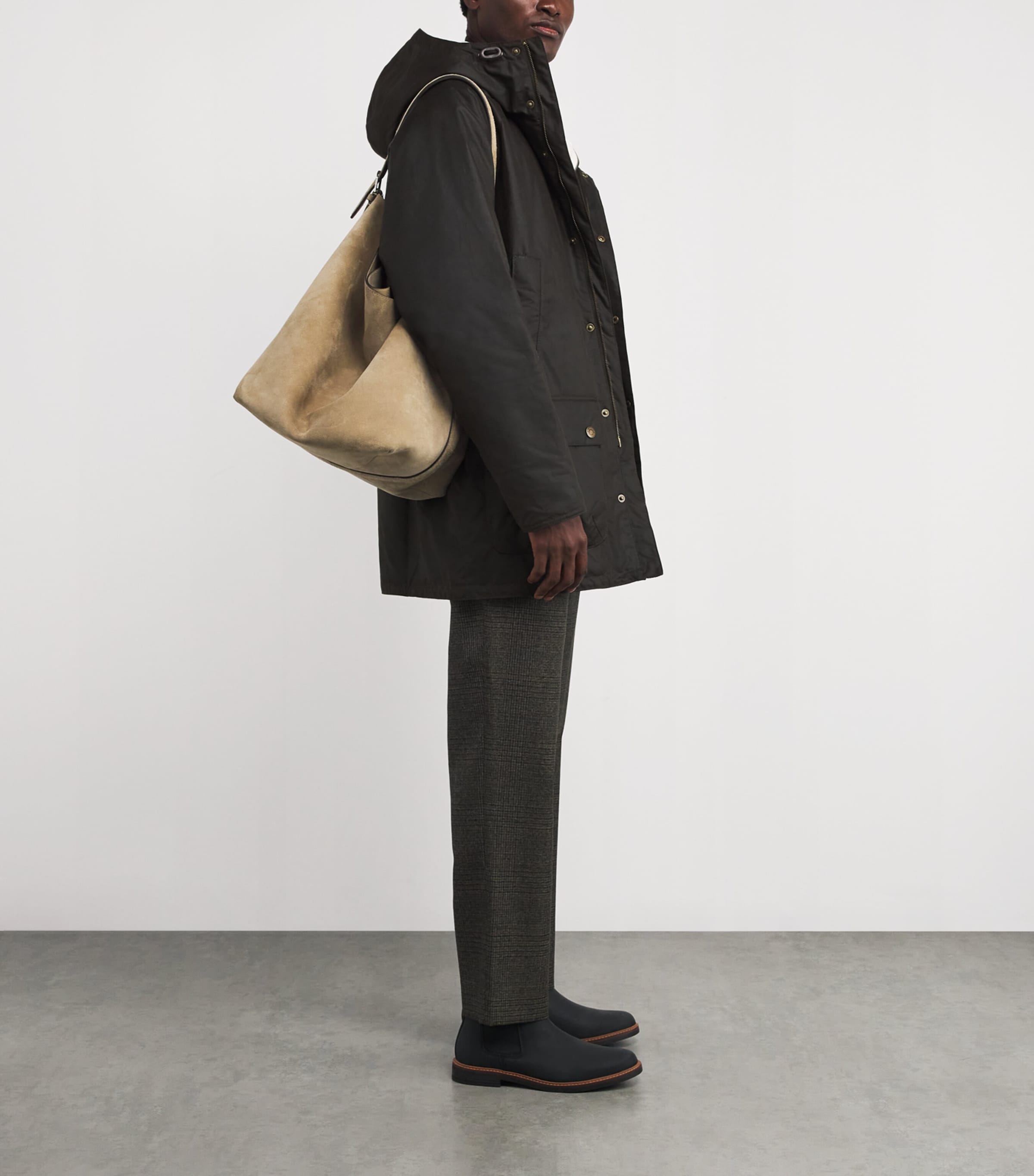 Barbour Mens Wax Bedale Parka Coat Olive Image 2