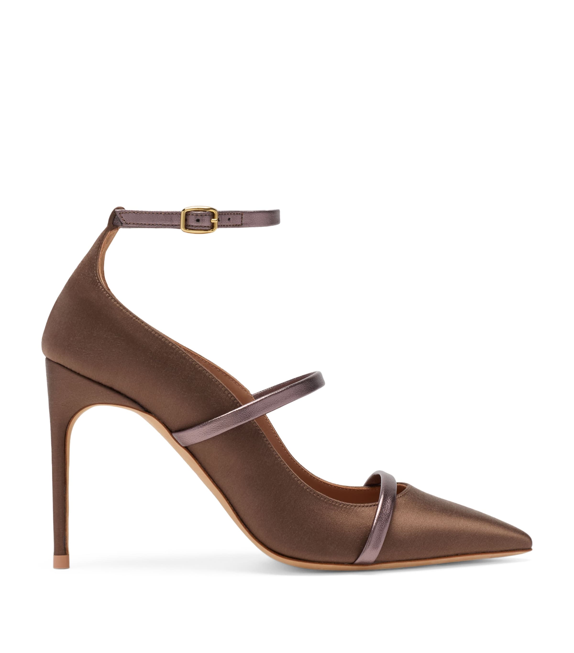 Malone Souliers Satin Diaz Heeled Pumps 90 Taupe Image 1