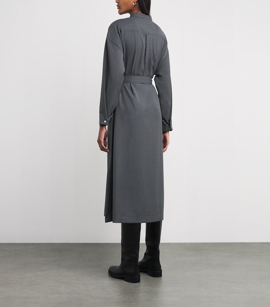 Wool-Blend Tailored Midi Dress MELANGE GREY Image 3