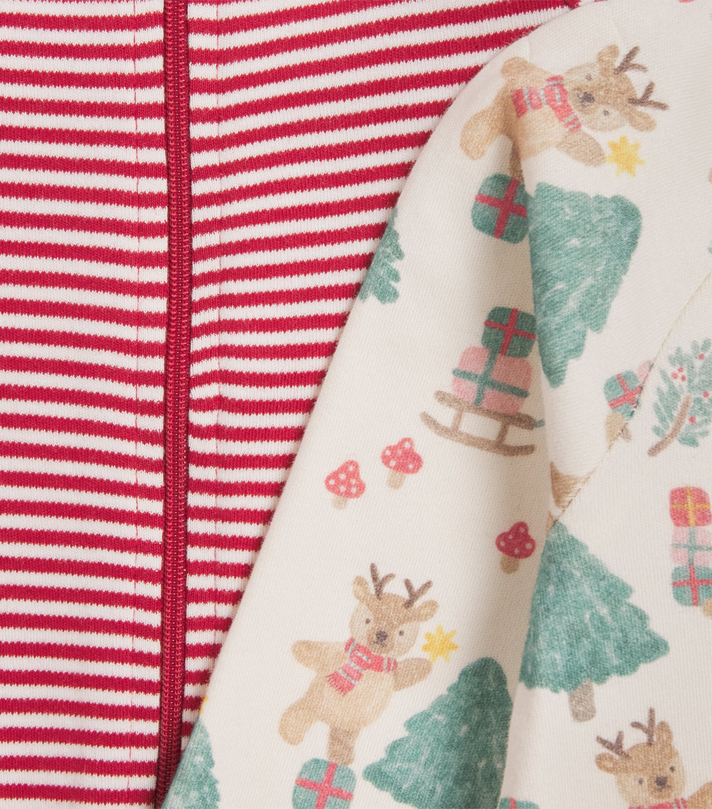 Purebaby Set of 2 Organic Cotton All-In-Ones (0-6 Months) Deer Christmas Print Image 3