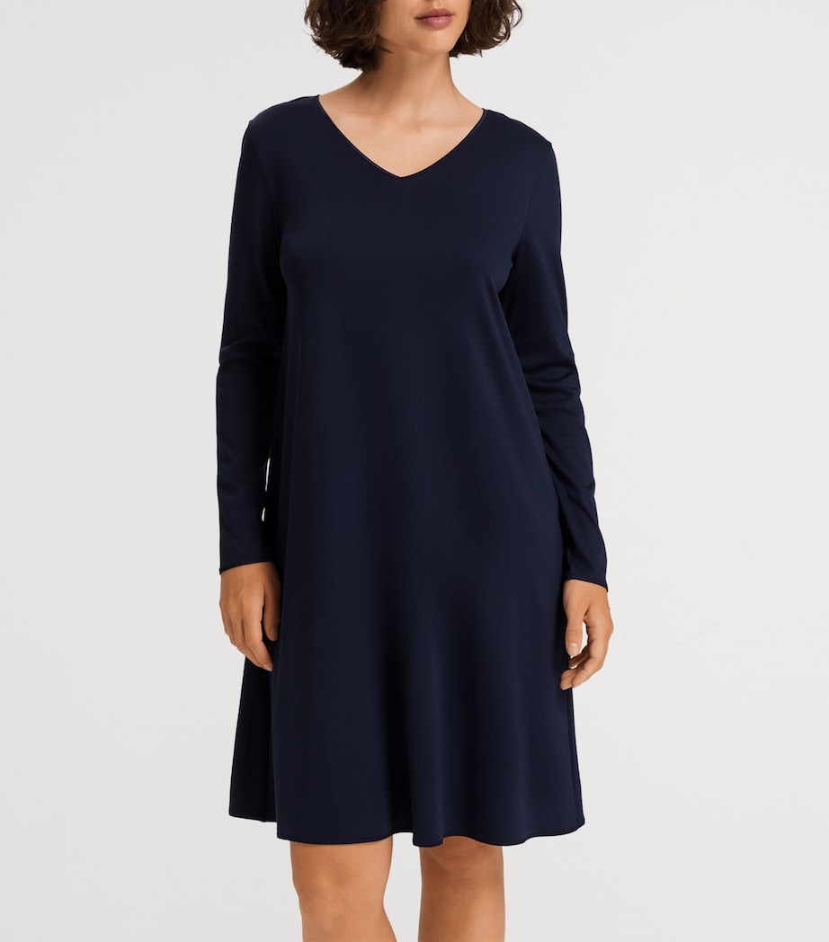 Cotton Long-Sleeve Nightdress DEEP NAVY Image 2