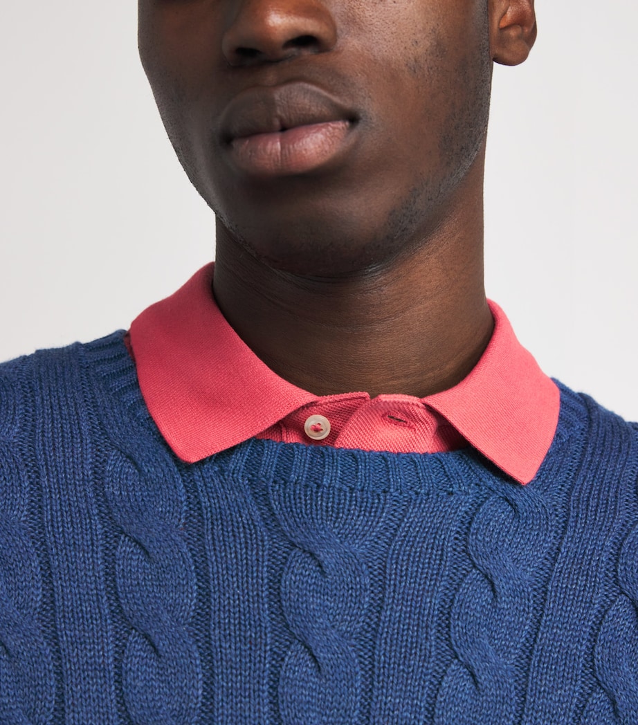 Cotton Cable-Knit Sweater NAVY HEATHER Image 6