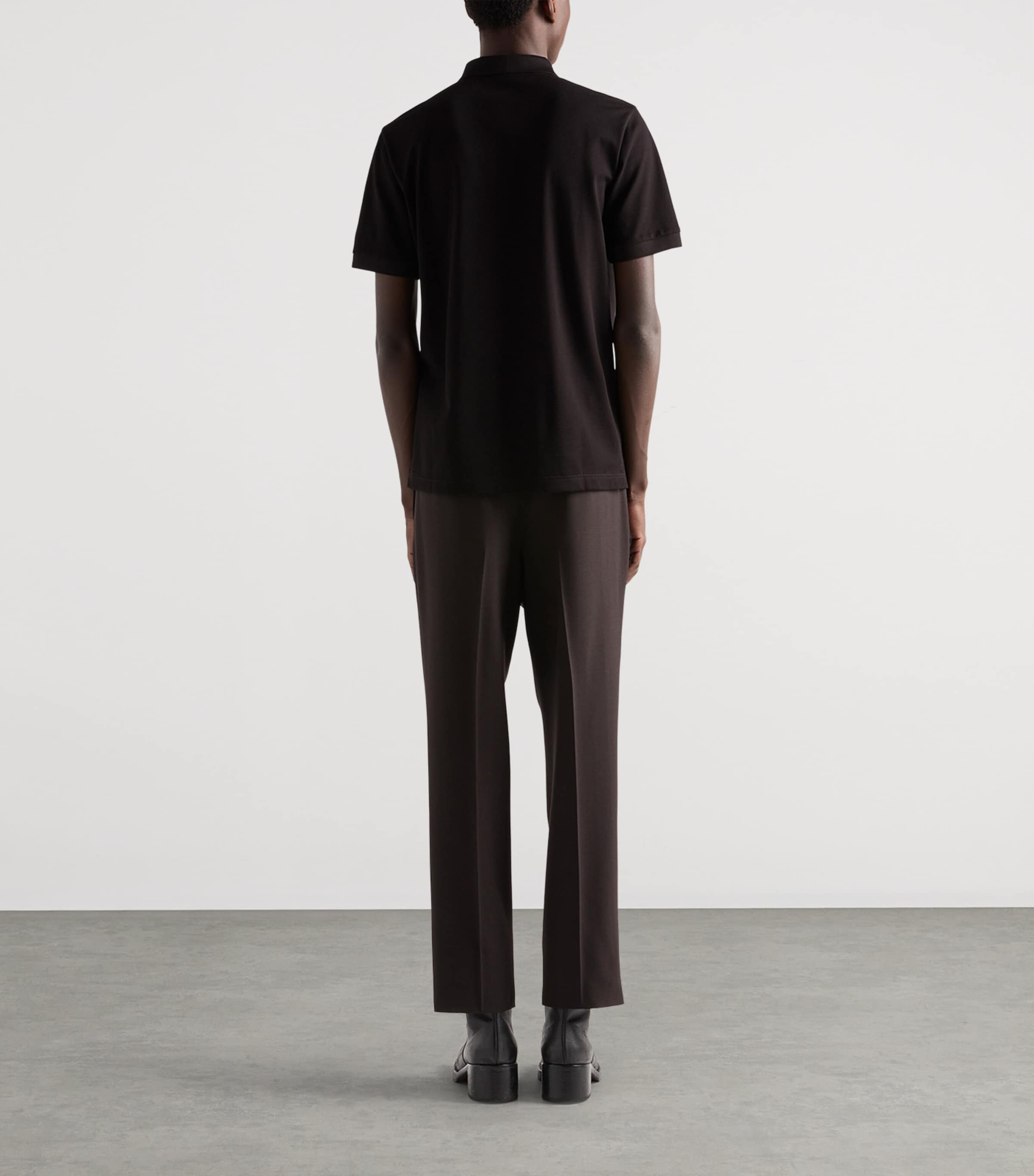 Prada Mens Cotton Piqué Slim Polo Shirt Black Image 4