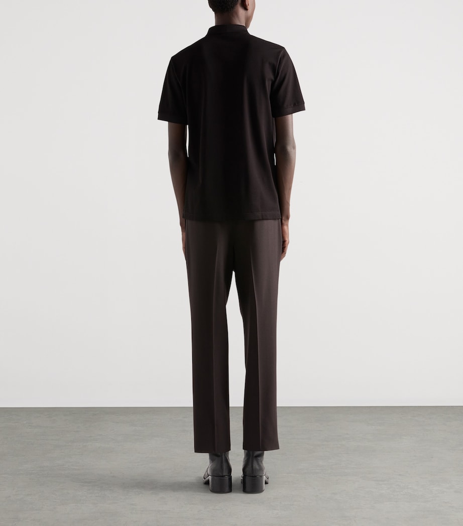 Prada Mens Cotton Piqué Slim Polo Shirt Black Image 4