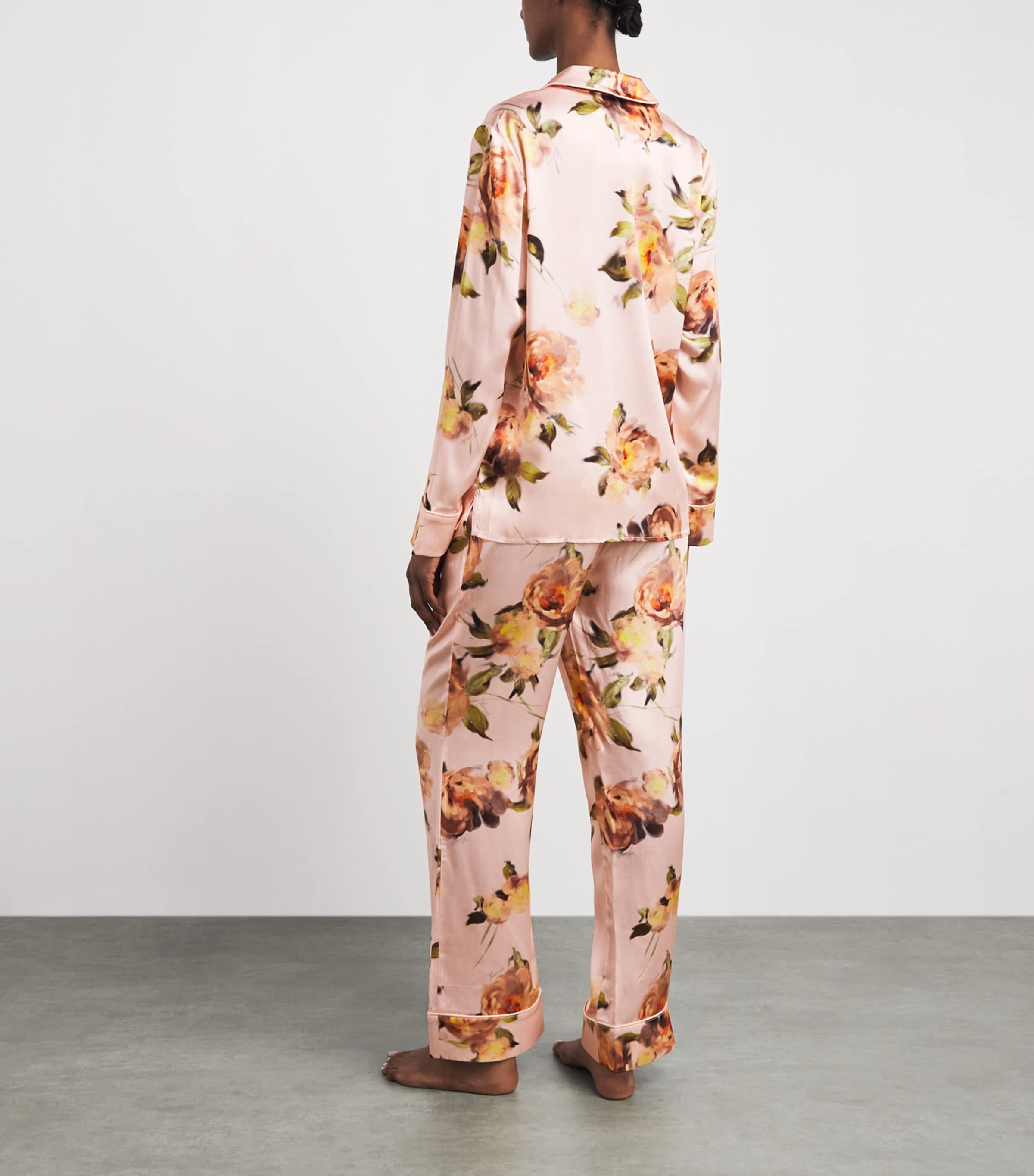Harrods Womens Silk Midnight Rose Pyjama Set Pink Image 4