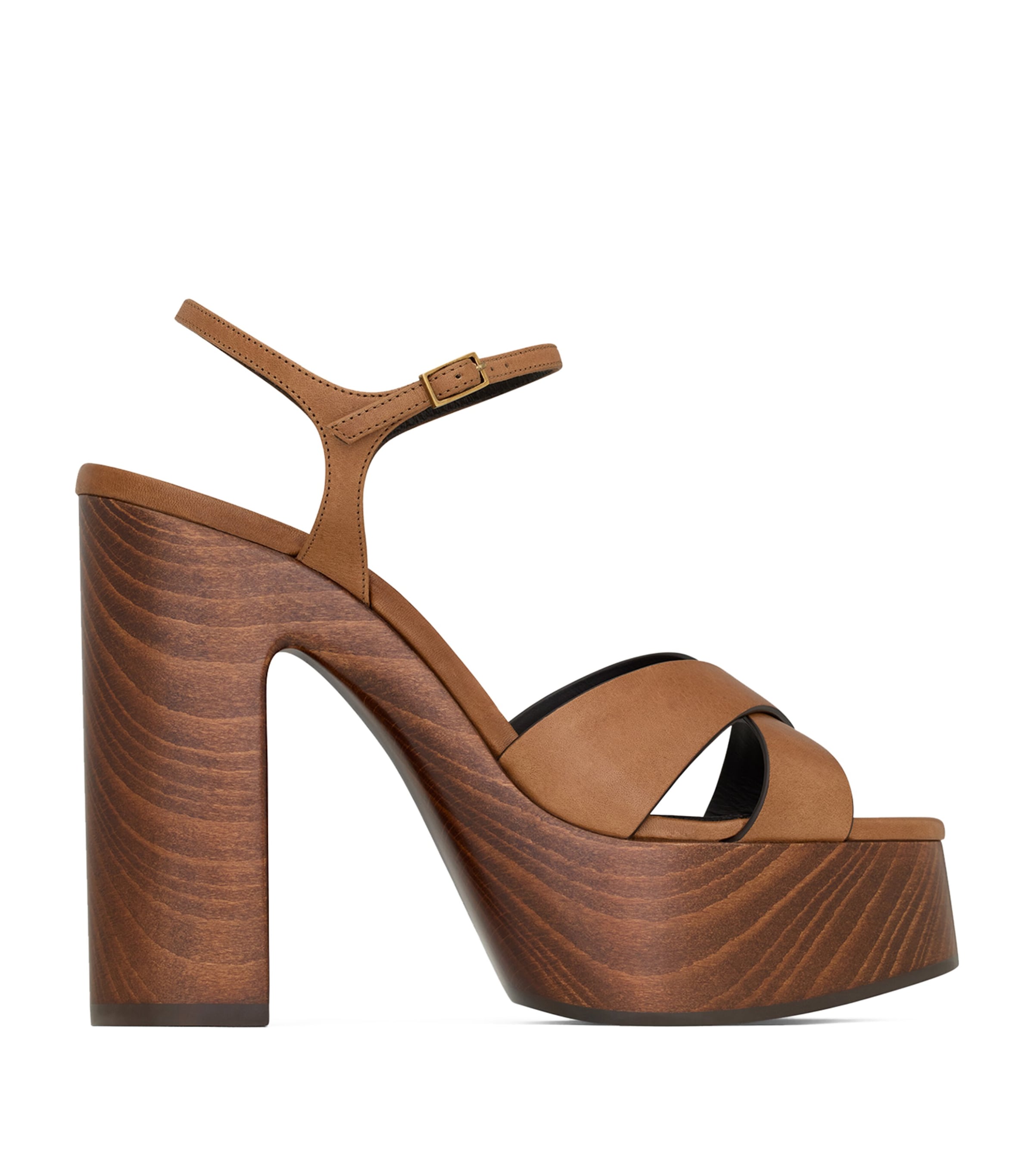 Saint Laurent 85mm Bianca Leather Platform Sandals In Beige