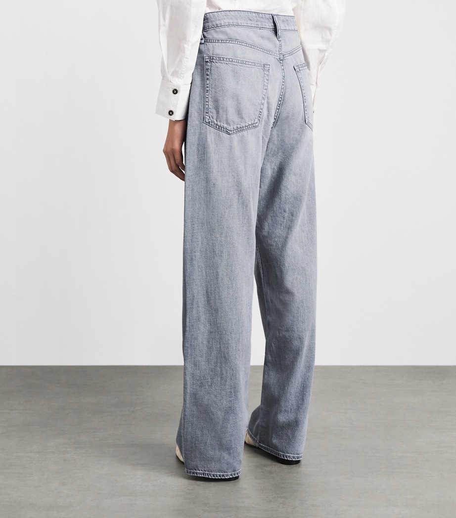 Rag & Bone Womens Featherweight Logan Mid-Rise Wide-Leg Jeans Sterling Image 5