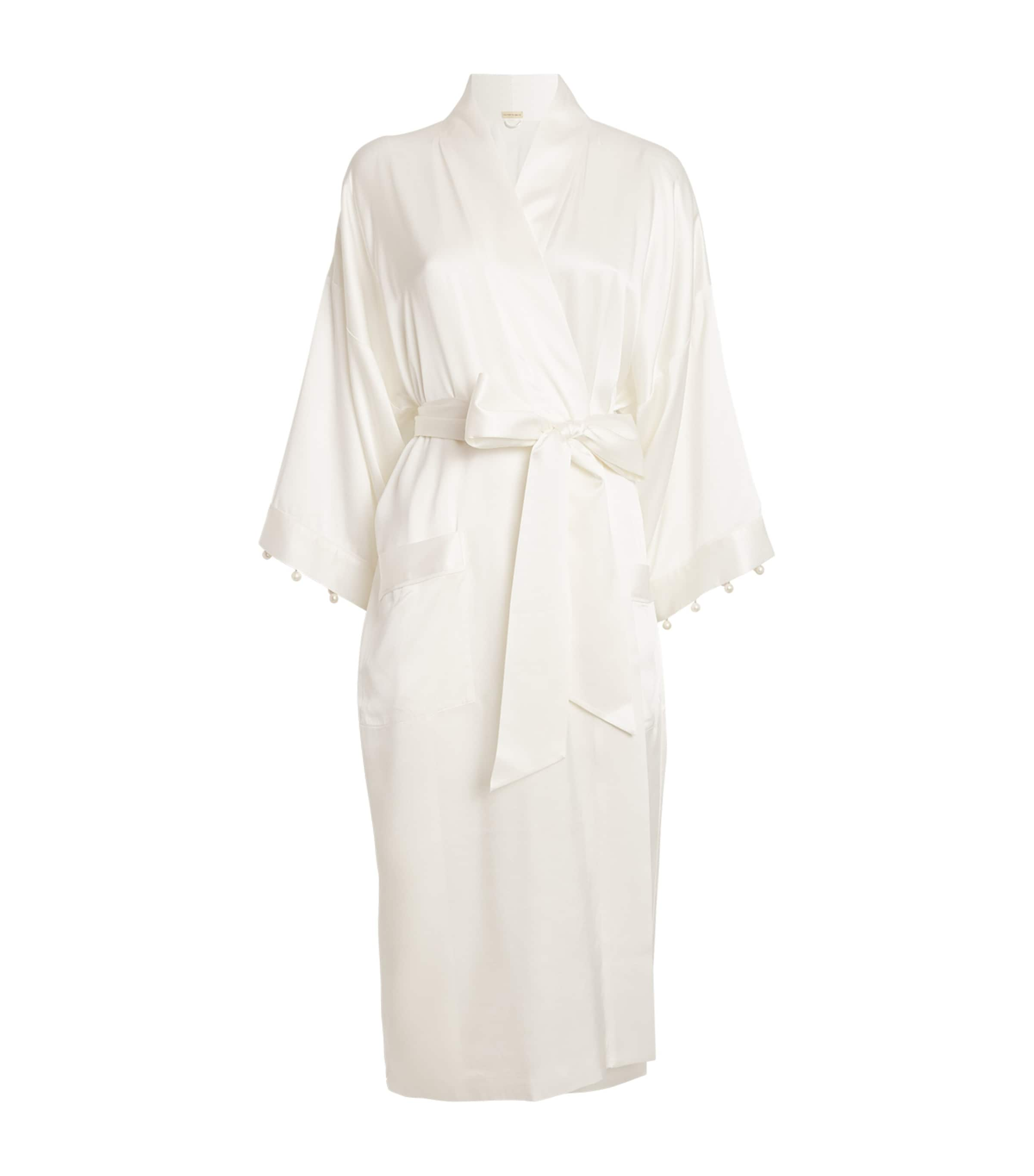 Shop Olivia Von Halle Silk Sabine Robe In White