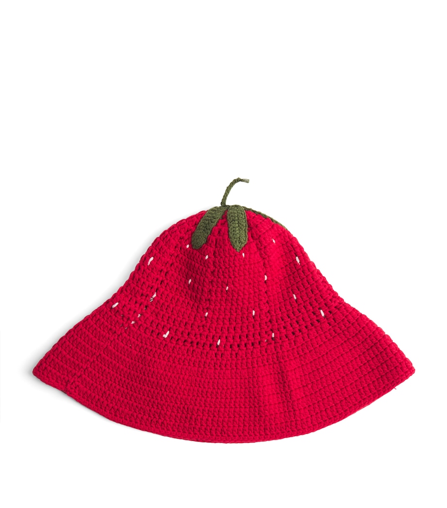 Monnalisa Cotton Crochet Strawberry Hat Red Image 1
