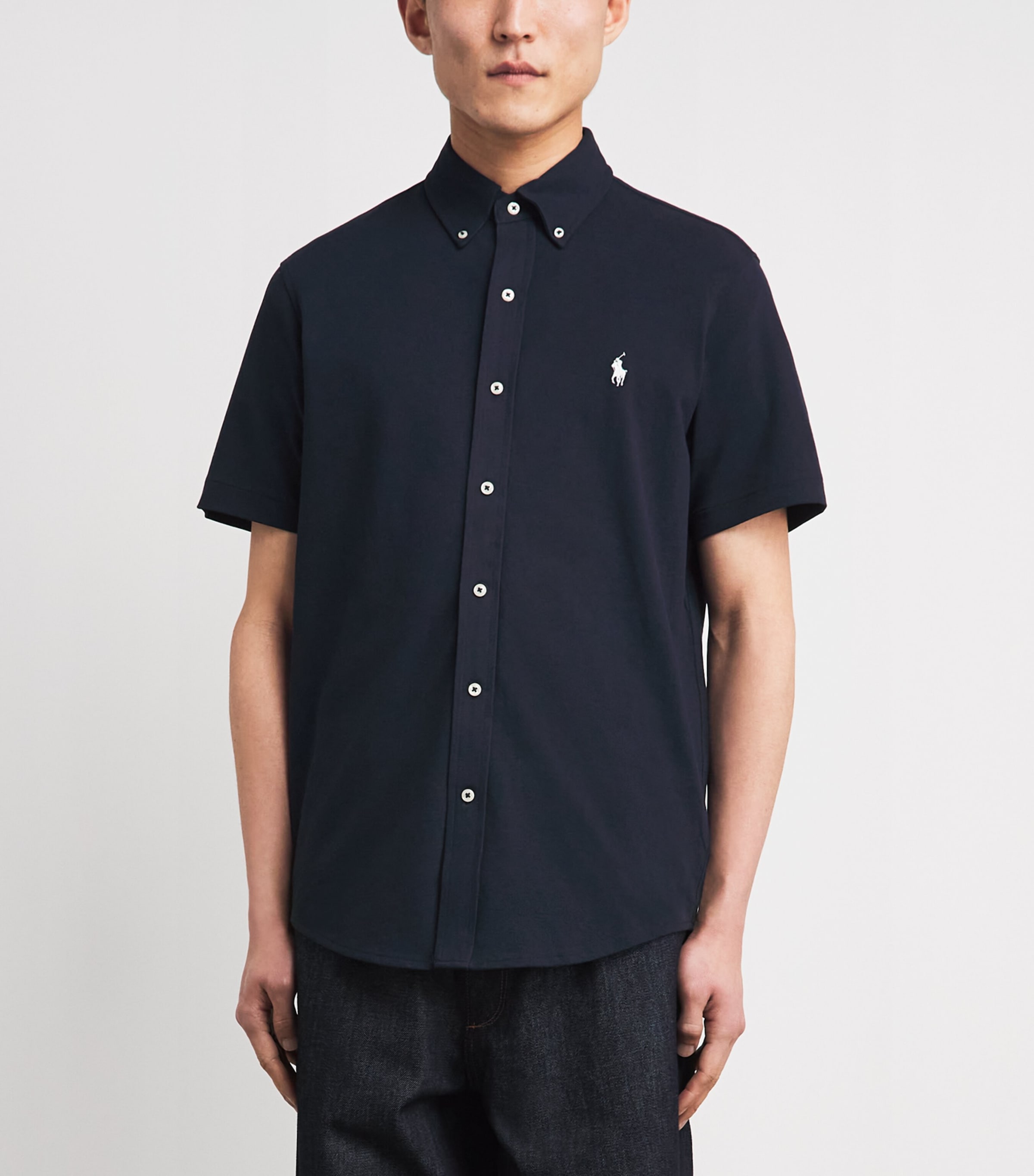 Polo Ralph Lauren Mens Cotton Featherweight Mesh Shirt Aviator Navy Image 4