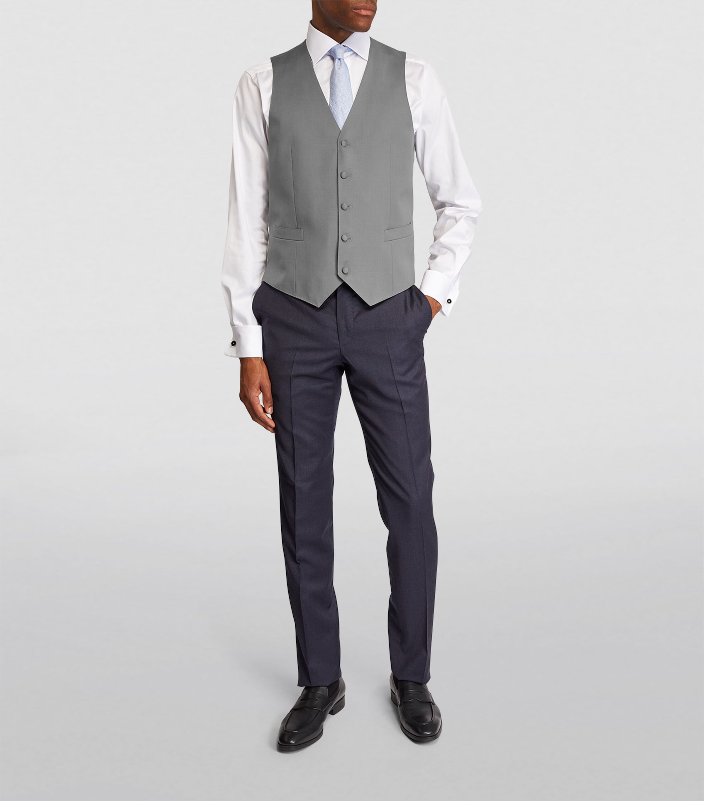 Canali Mens Morning Suit Waistcoat Blue Image 2