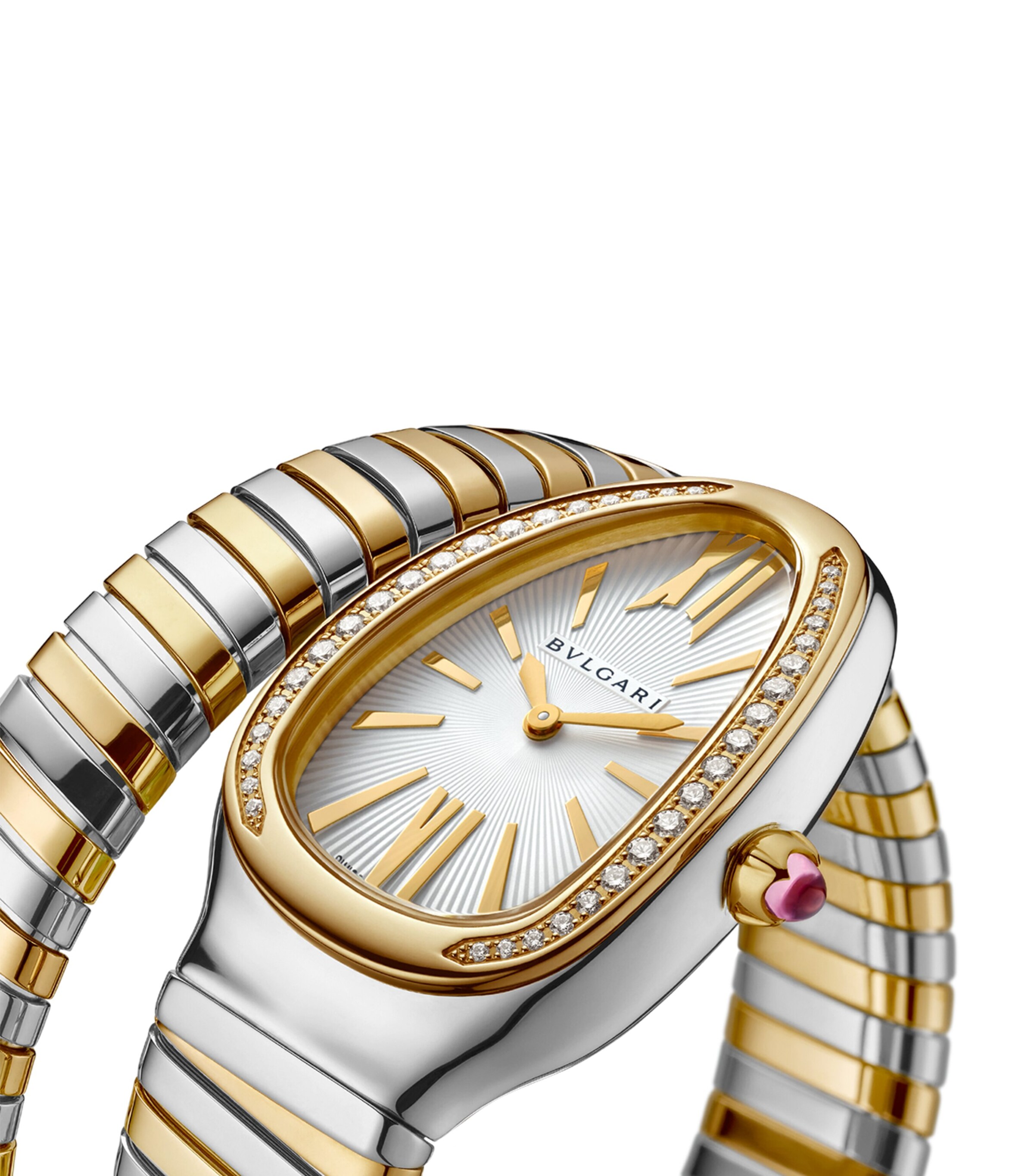 Bvlgari Stainless Steel and Yellow Gold Serpenti Tubogas Watch 35mm White Image 2