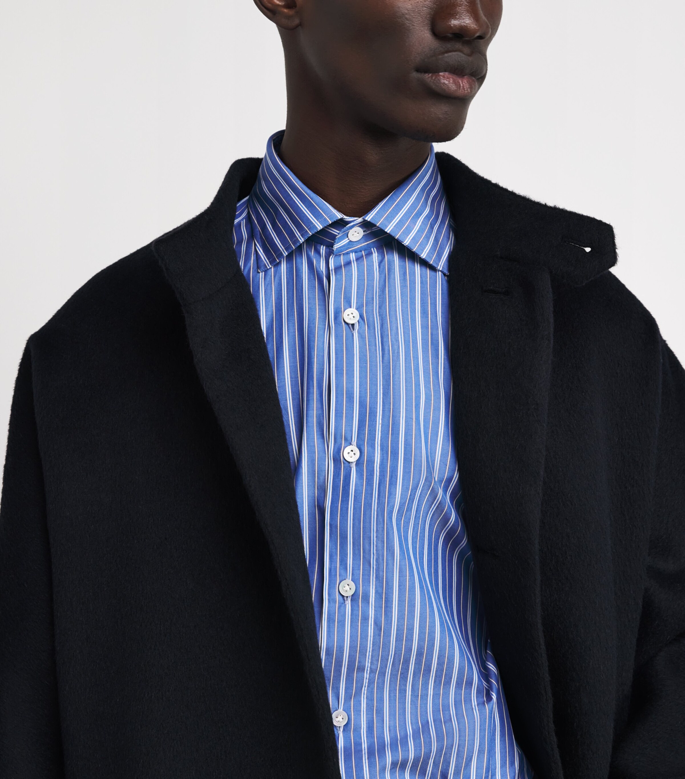 Cotton Stripe Vintage Shirt BLUE Image 6