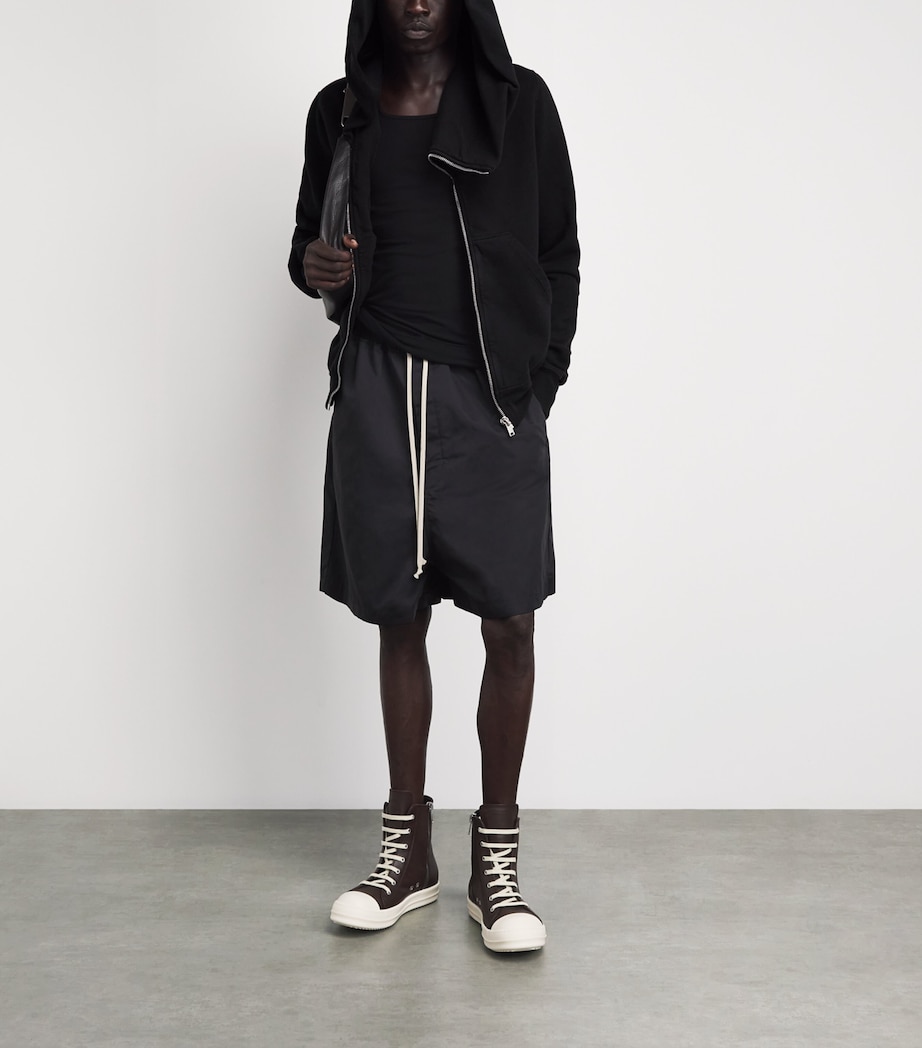 Rick Owens Mens Asymmetric Mountain Hoodie Black Image 2