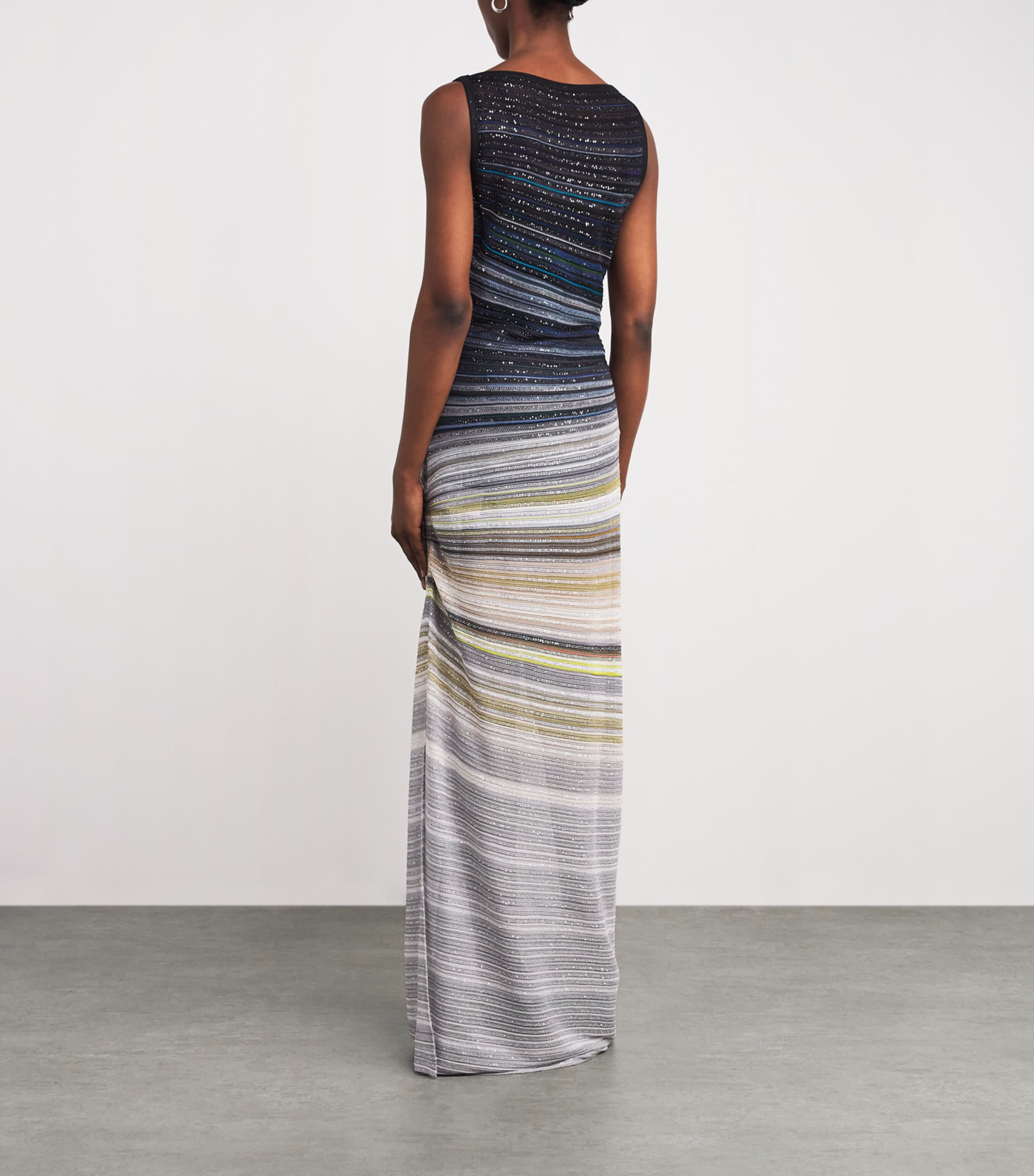 Lamé Embellished Stripe Maxi Dress SM9WR BLUE/LGHT GREY Image 3