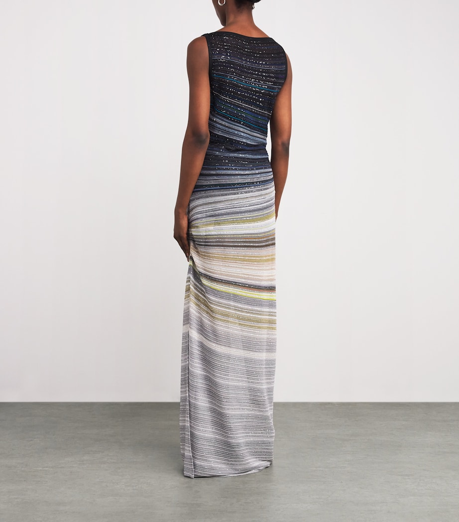 Lamé Embellished Stripe Maxi Dress SM9WR BLUE/LGHT GREY Image 3