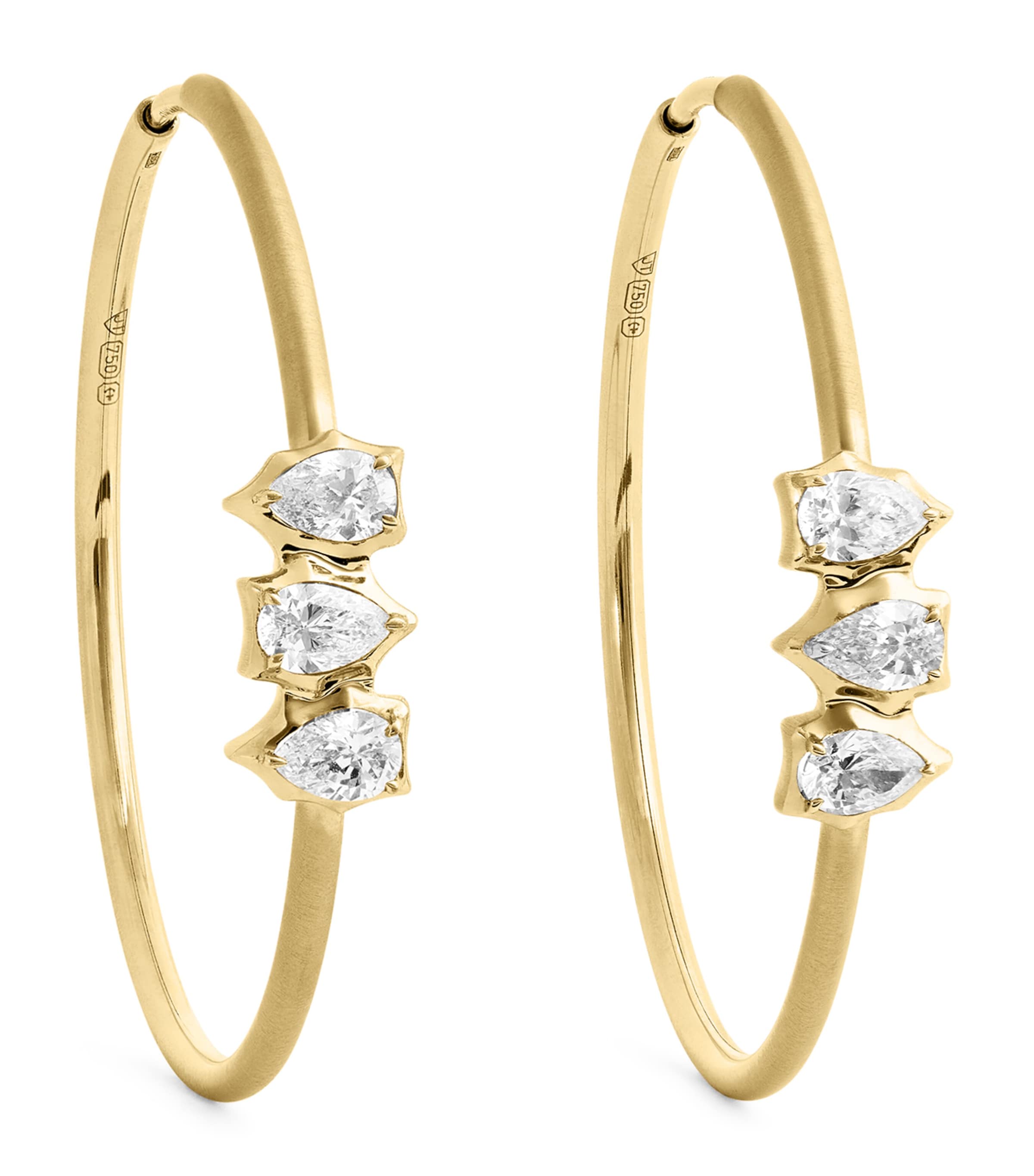 Jade Trau Yellow Gold And Diamond Maverick Plié Hoop Earrings In Gold