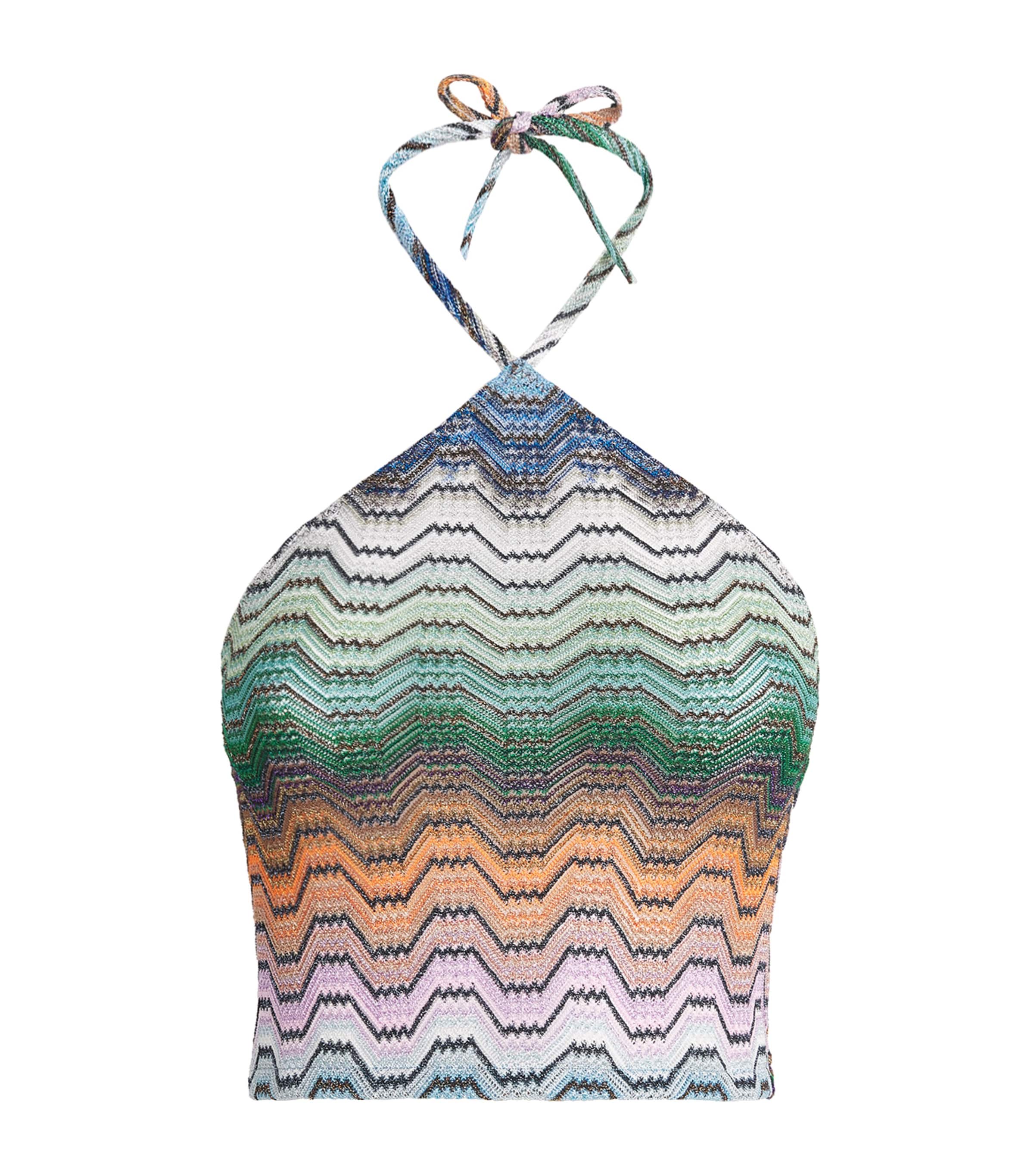 Missoni Womens Zigzag Halterneck Top Smsnq Mlti Blk/gr/or Image 1