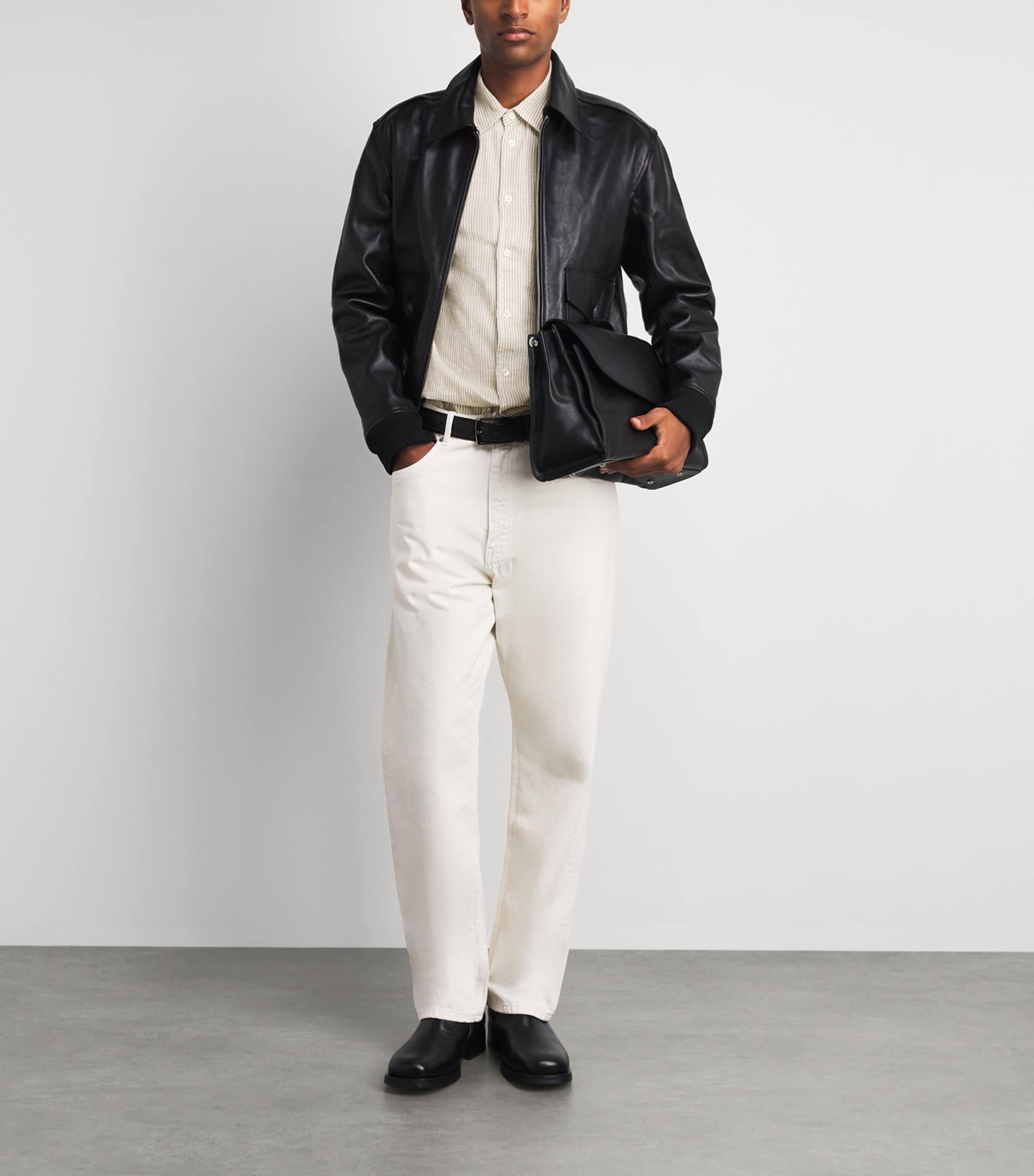 Samsøe Samsøe Mens Linen-Organic Cotton Stripe Saliam Shirt Aluminium Image 2