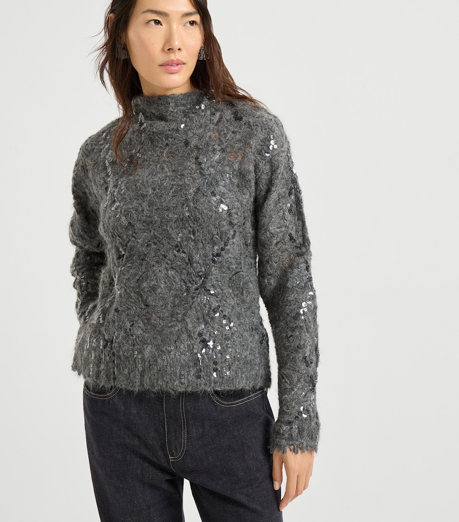 Mohair-Wool-Blend Embroidered Frosty Sweater CMQ22 Image 2