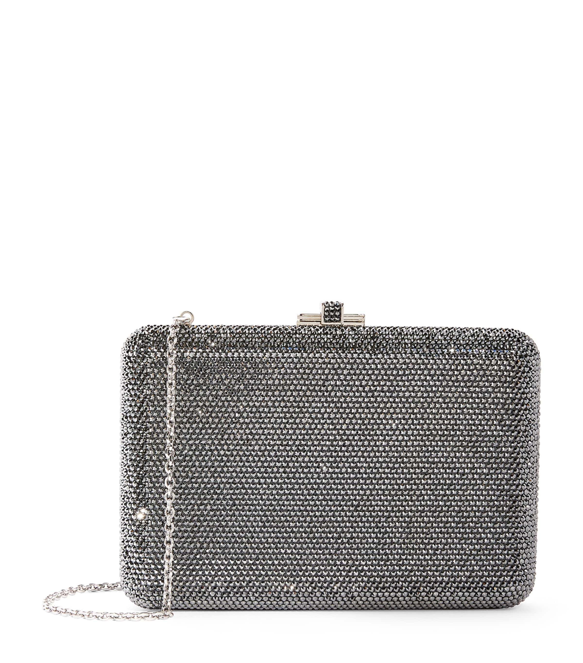Judith Leiber Slim Slide Crystal Evening Clutch Bag In Grey