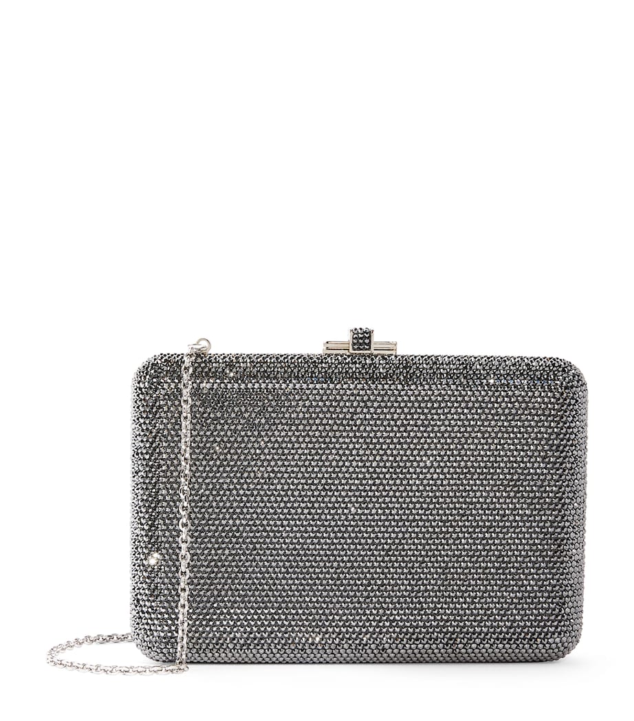 Judith Leiber Crystal-Embellished Slim Slide Clutch Bag Silver Hematite Image 1