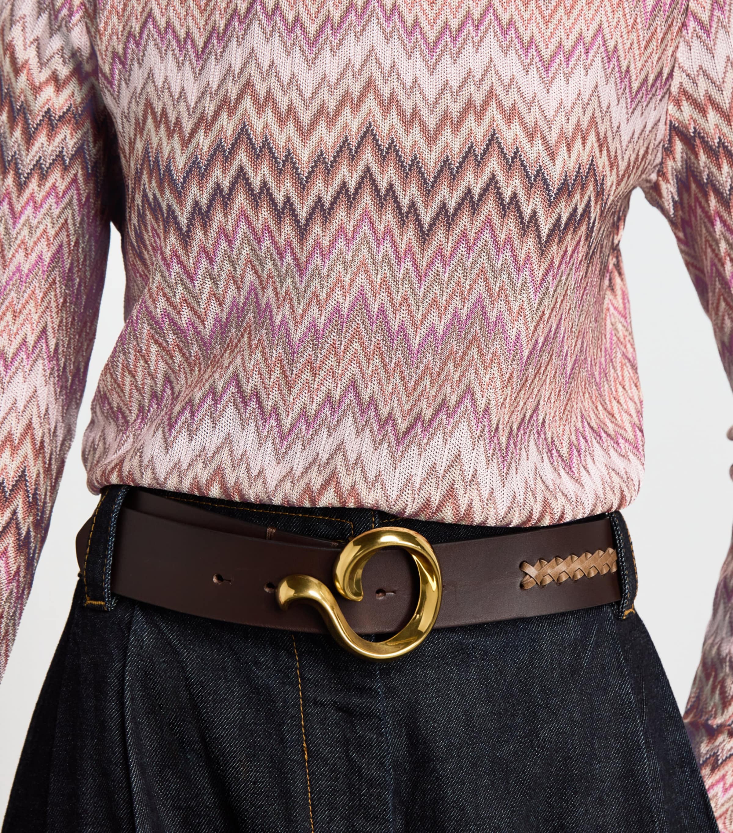 Missoni Womens Zigzag Crew-Neck Sweater Pink White Image 3