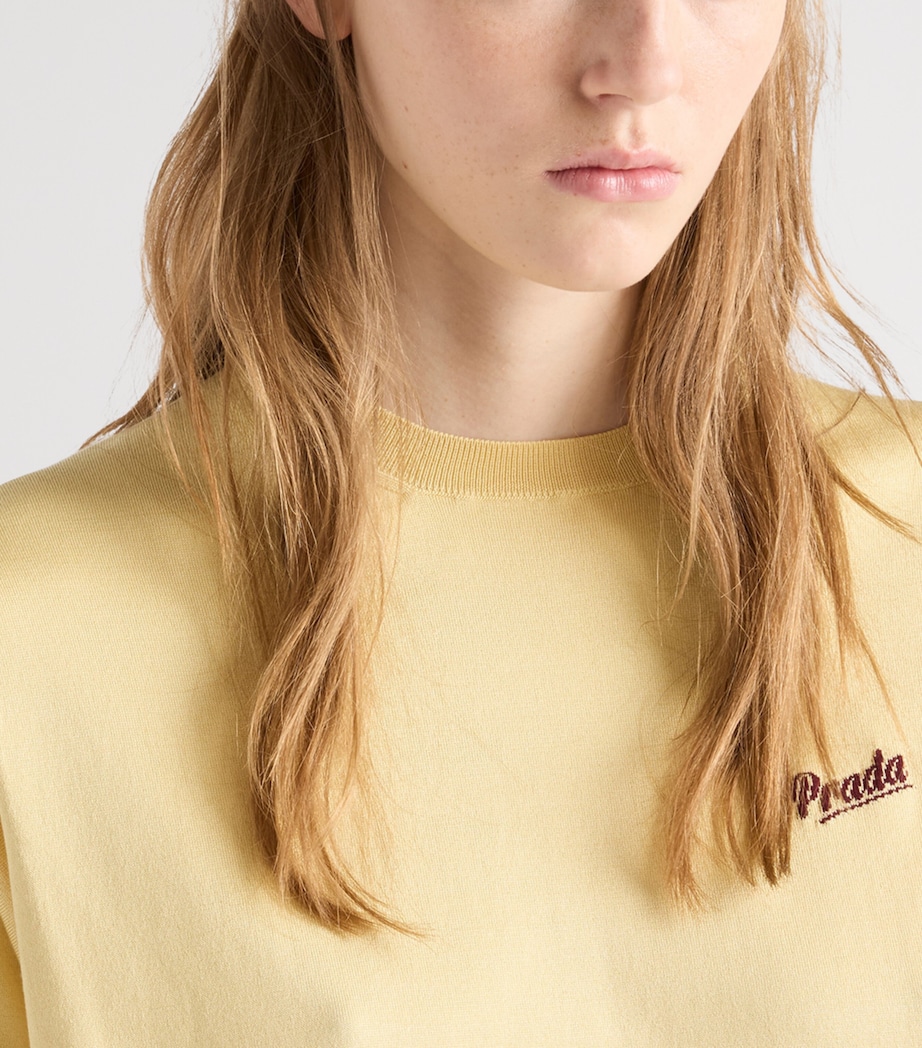 Prada Womens Recycled Silk-Blend Logo Sweater Image 5