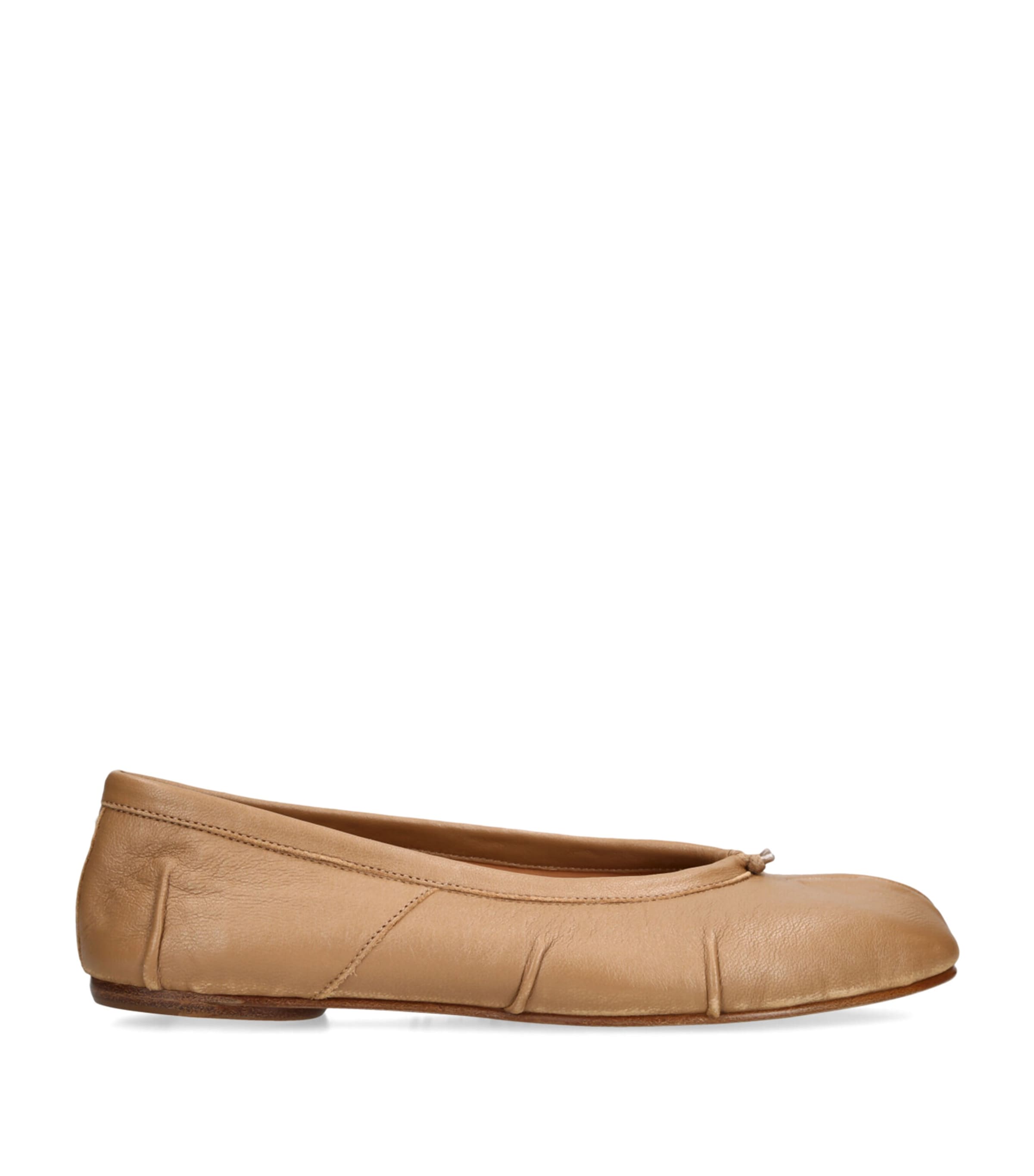 Shop Maison Margiela Leather Tabi Ballet Flats In Nude