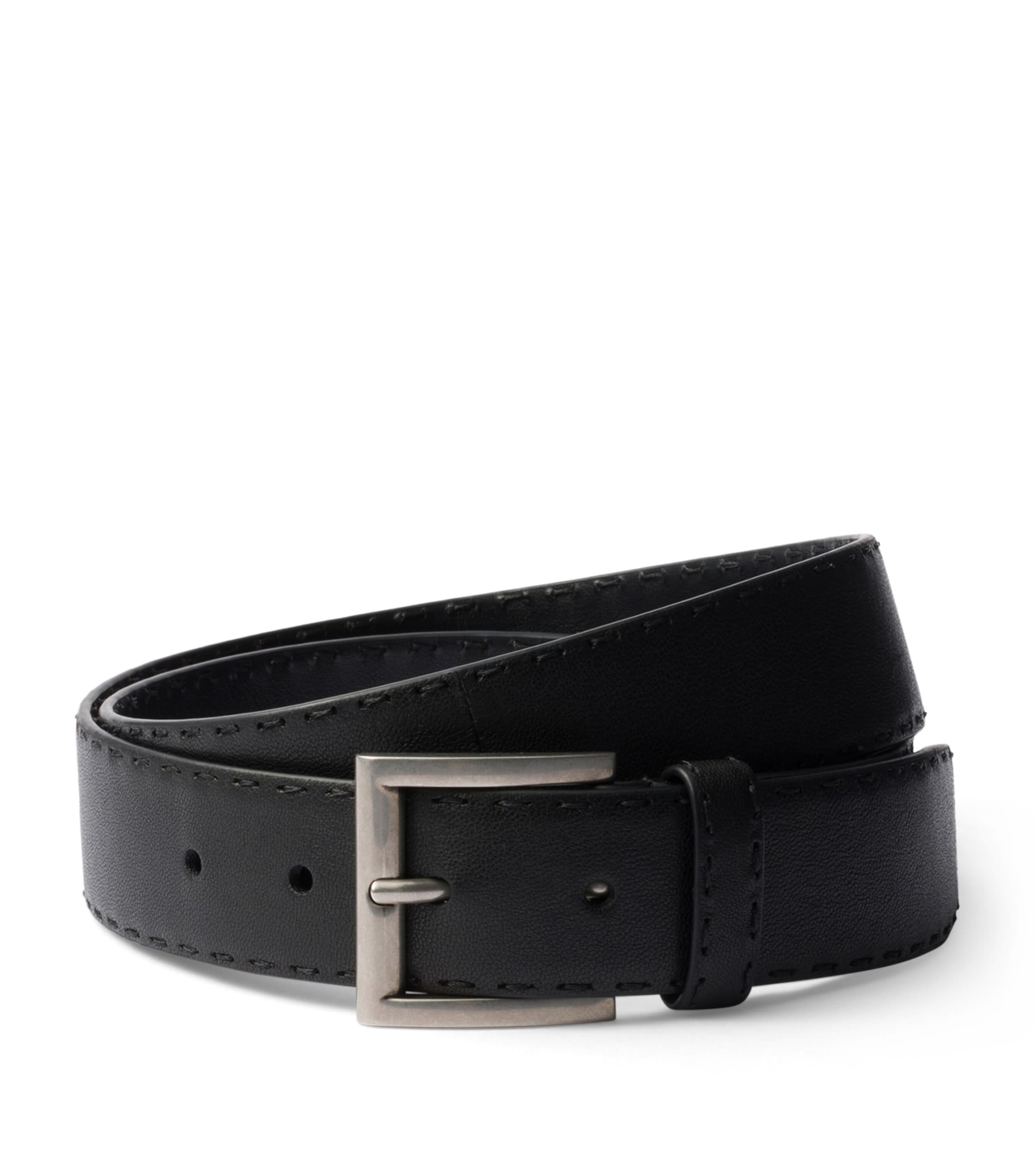 Prada Leather Antiqued Belt Black Image 1