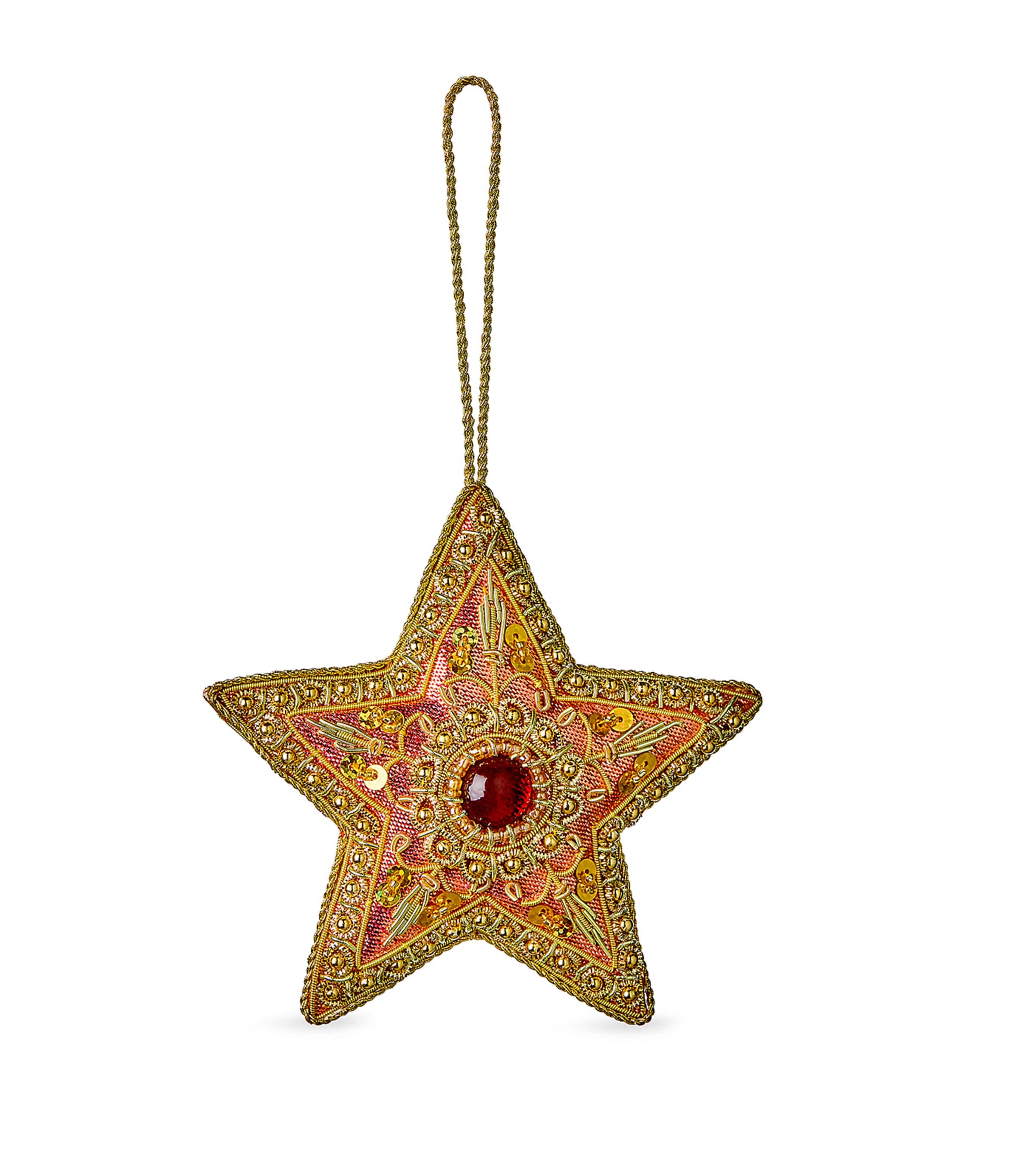 Sudha Pennathur Embroidered Star Tree Decoration In Red