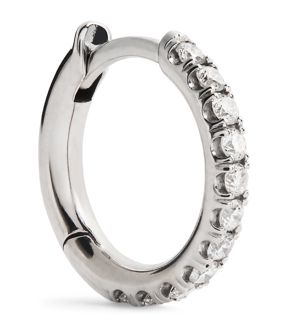 Micro White Gold and Diamond Single Hoop Earring WHITE GOLD Image 1