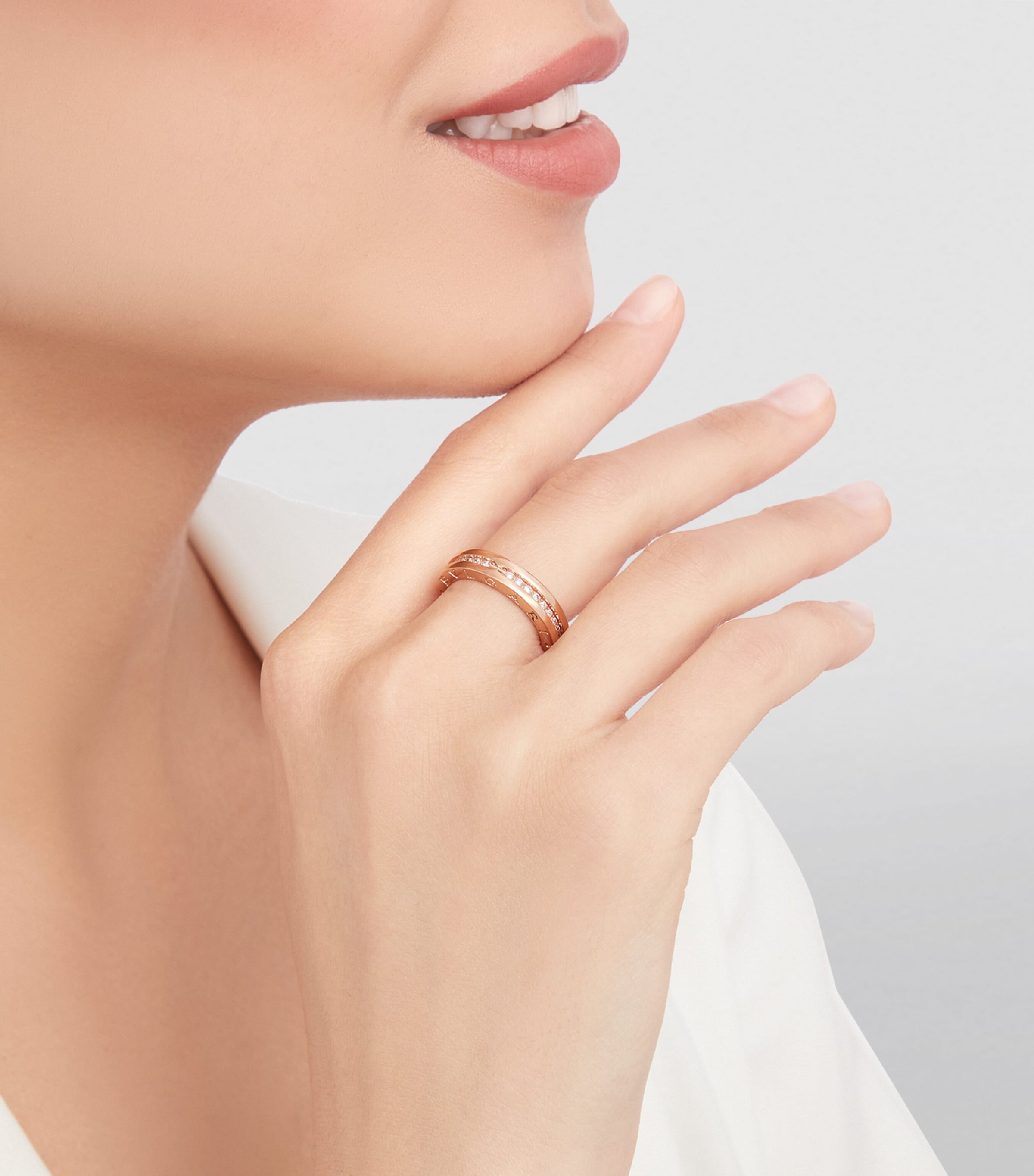 Rose Gold and Diamond B.zero1 One-Band Ring PINK GOLD Image 6