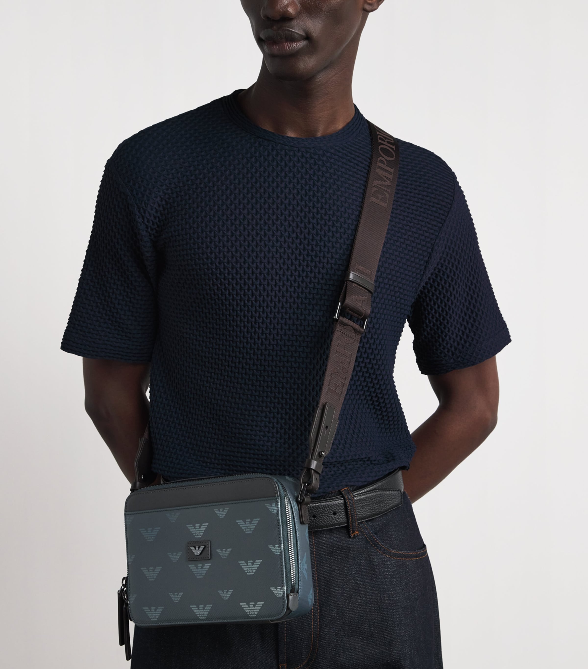 Emporio Armani Coated Canvas Eagle Cross-Body Bag Image 4