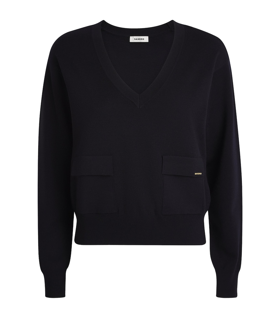 Wool V-Neck Sweater NAVY BLUE Image 1