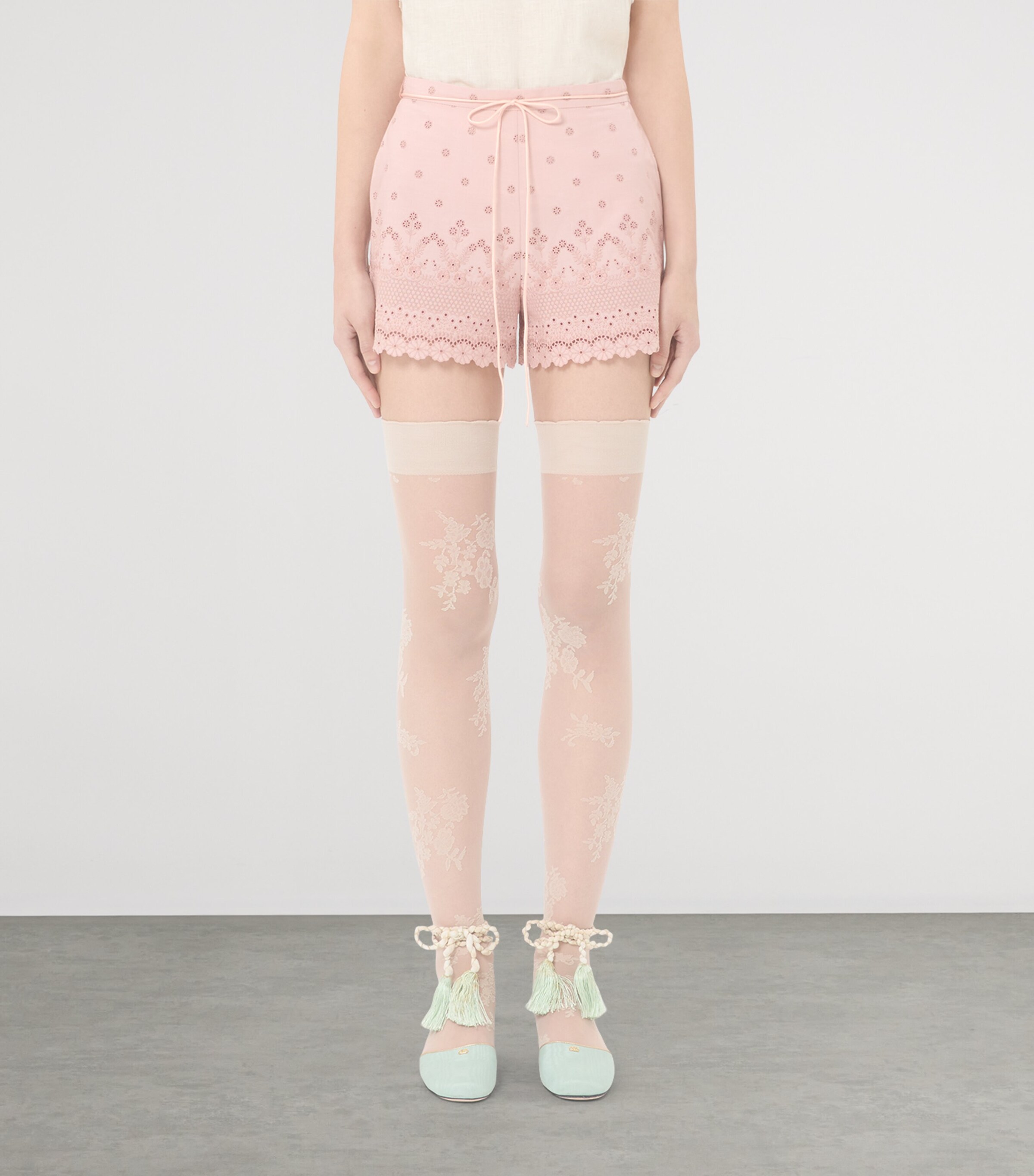 Valentino Womens Cotton Lace Shorts Image 2
