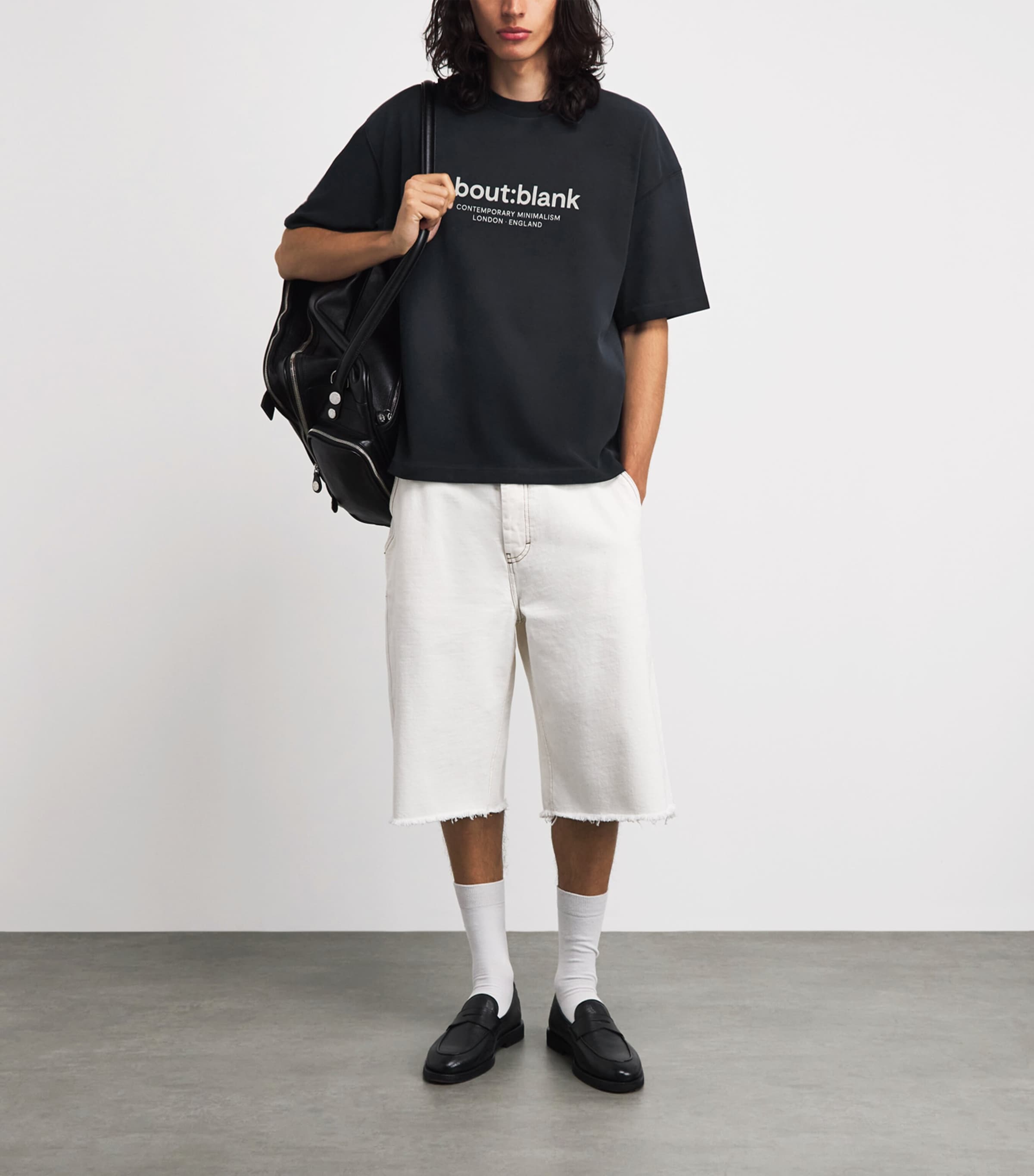 about:blank Mens Cotton Logo Garcon T-Shirt Black Image 2