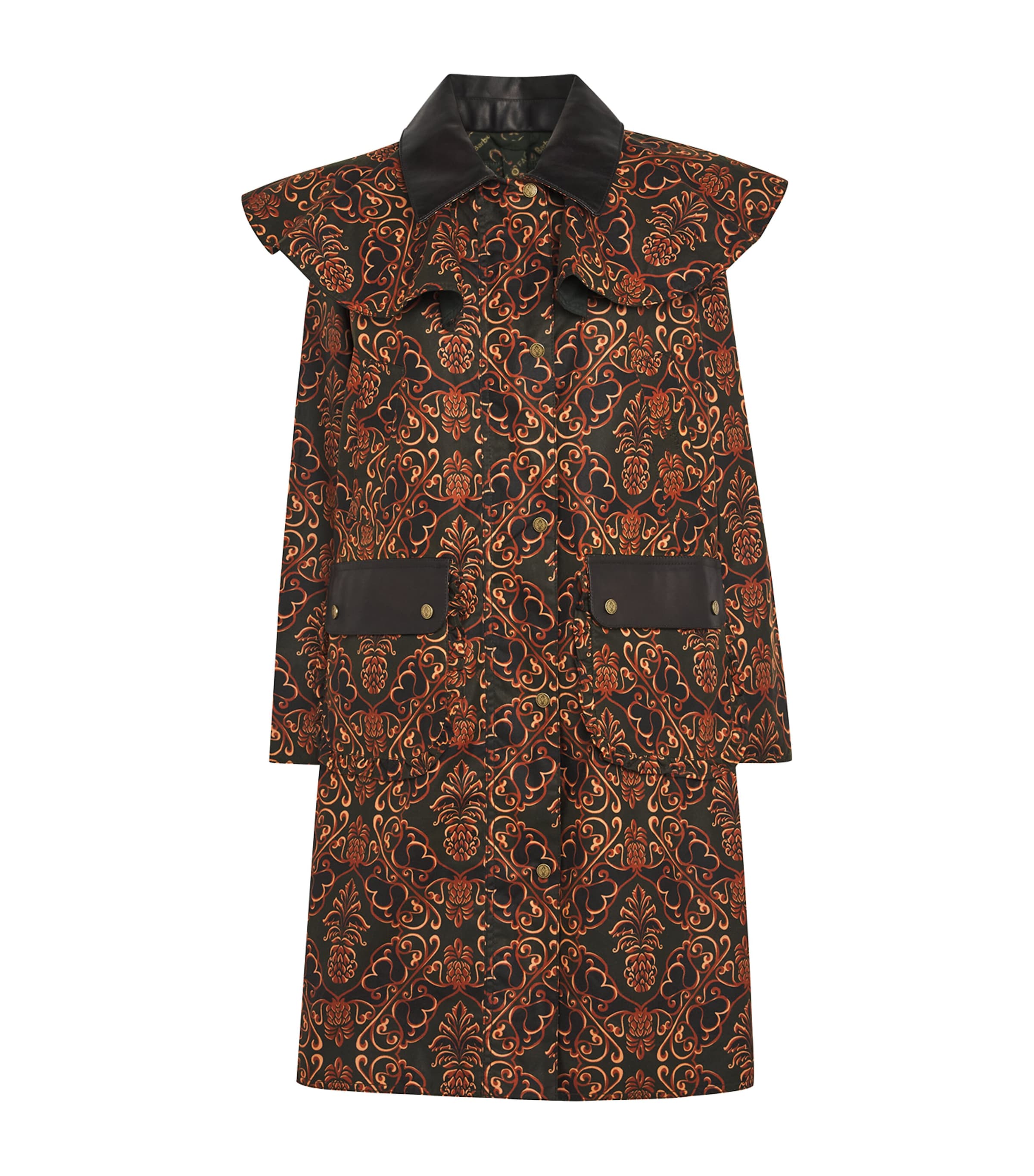 Barbour X Farm Rio Waxed Cotton Luana Jacket In Brown