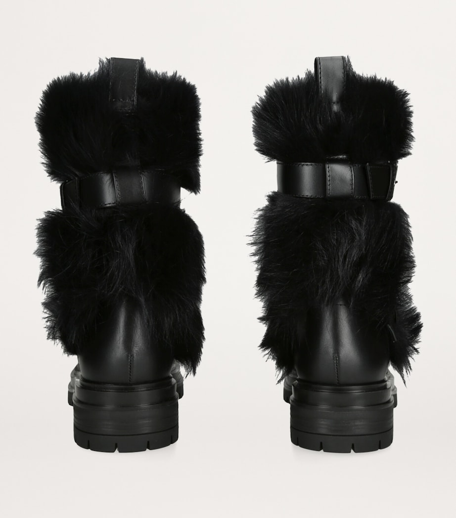 Shearling-Trim Maverick Biker Boots 40 BLACK Image 2