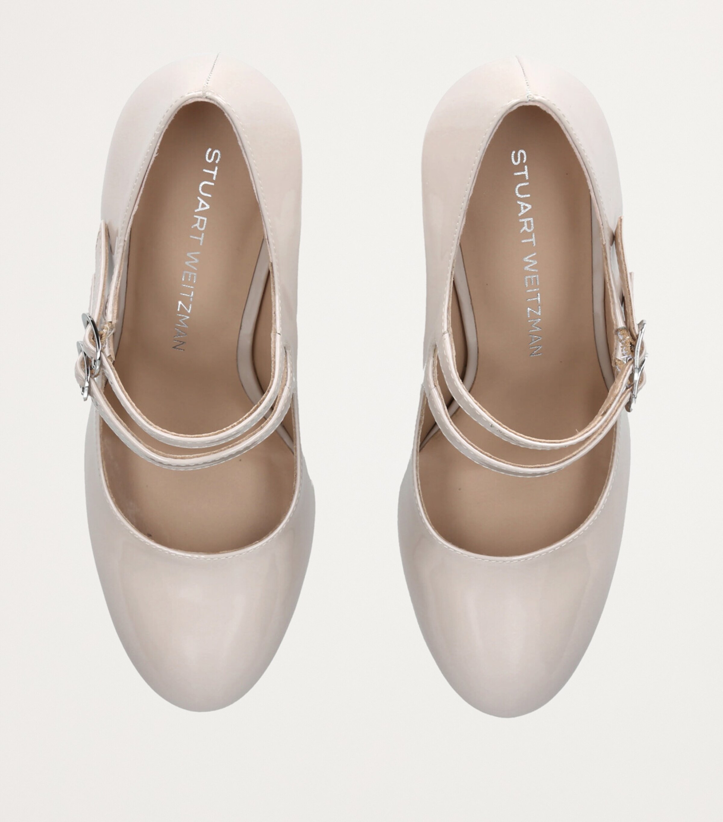 Stuart Weitzman Leather Posh Mary Jane Pumps 85 Bone Image 6