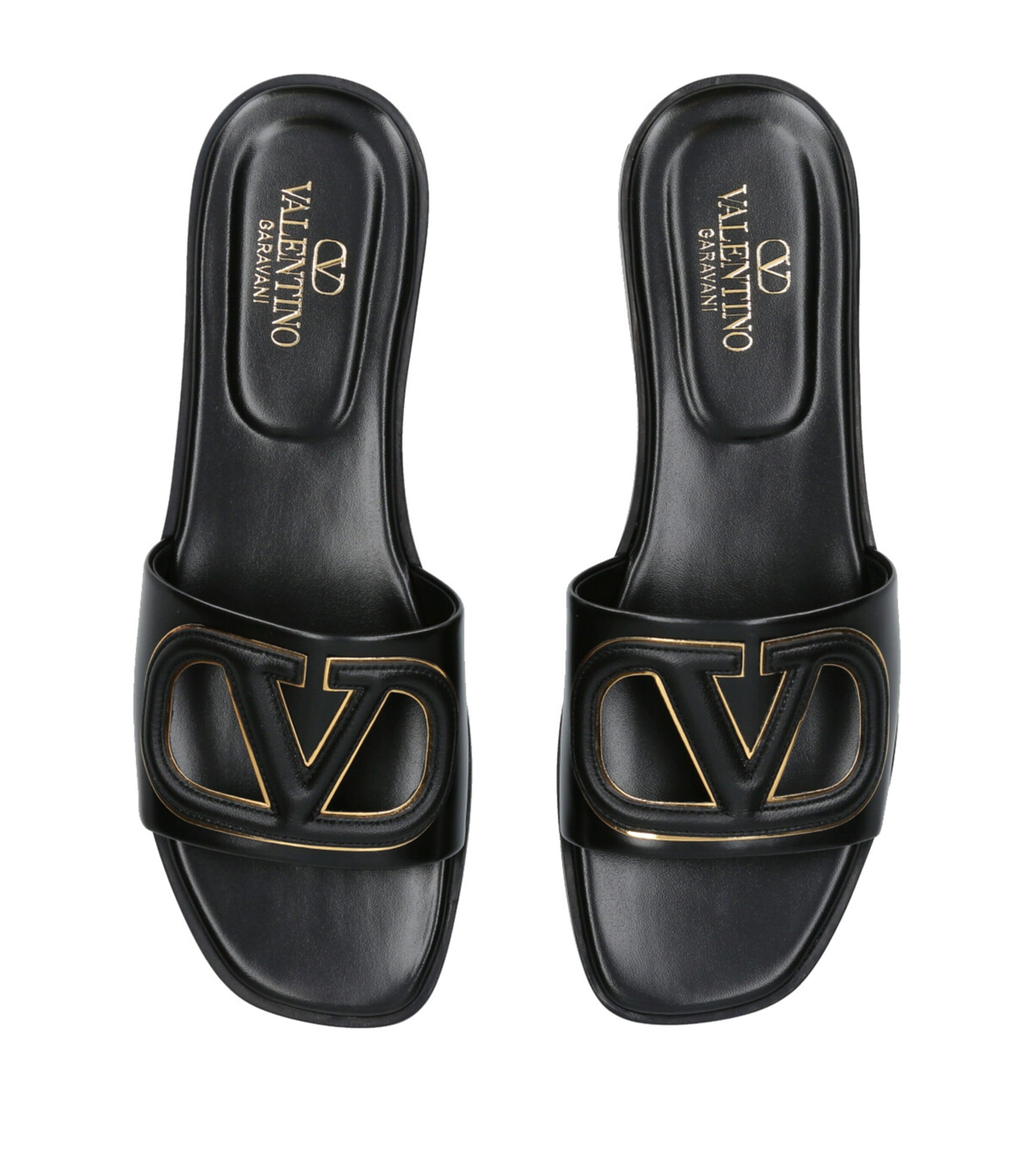 Valentino Garavani Leather Cut-Out VLOGO Slides Black Image 4
